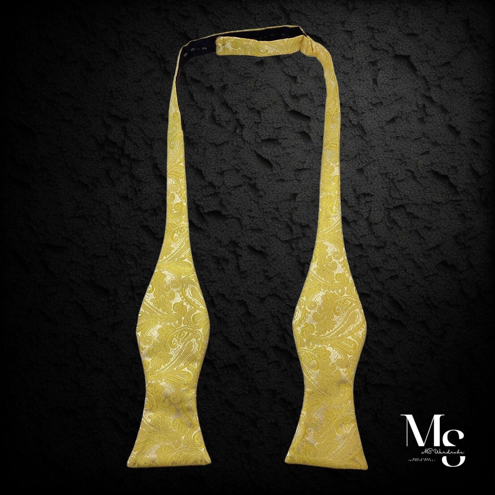 Other BEAUTIFUL Yellow Paisley Adjustable Self Bow Tie Silk W: 2.5 Size ONE SIZE - 1 Thumbnail