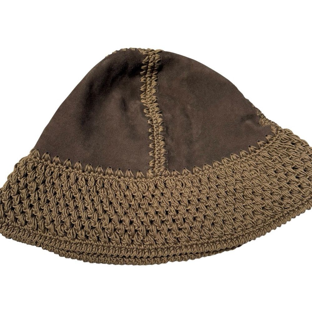 Anthropologie New Anthropologie Suede Crochet Bucket Hat Size ONE SIZE - 2 Thumbnail