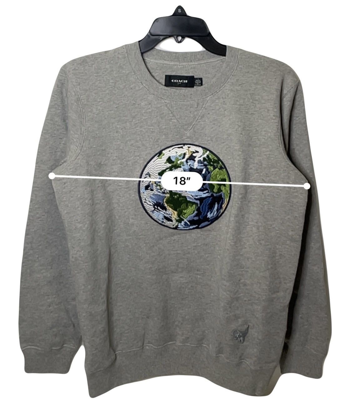 image of Coach 1941 Rexy Nasa Earth Sweatshirt Crewneck Size S in Grey, Men's