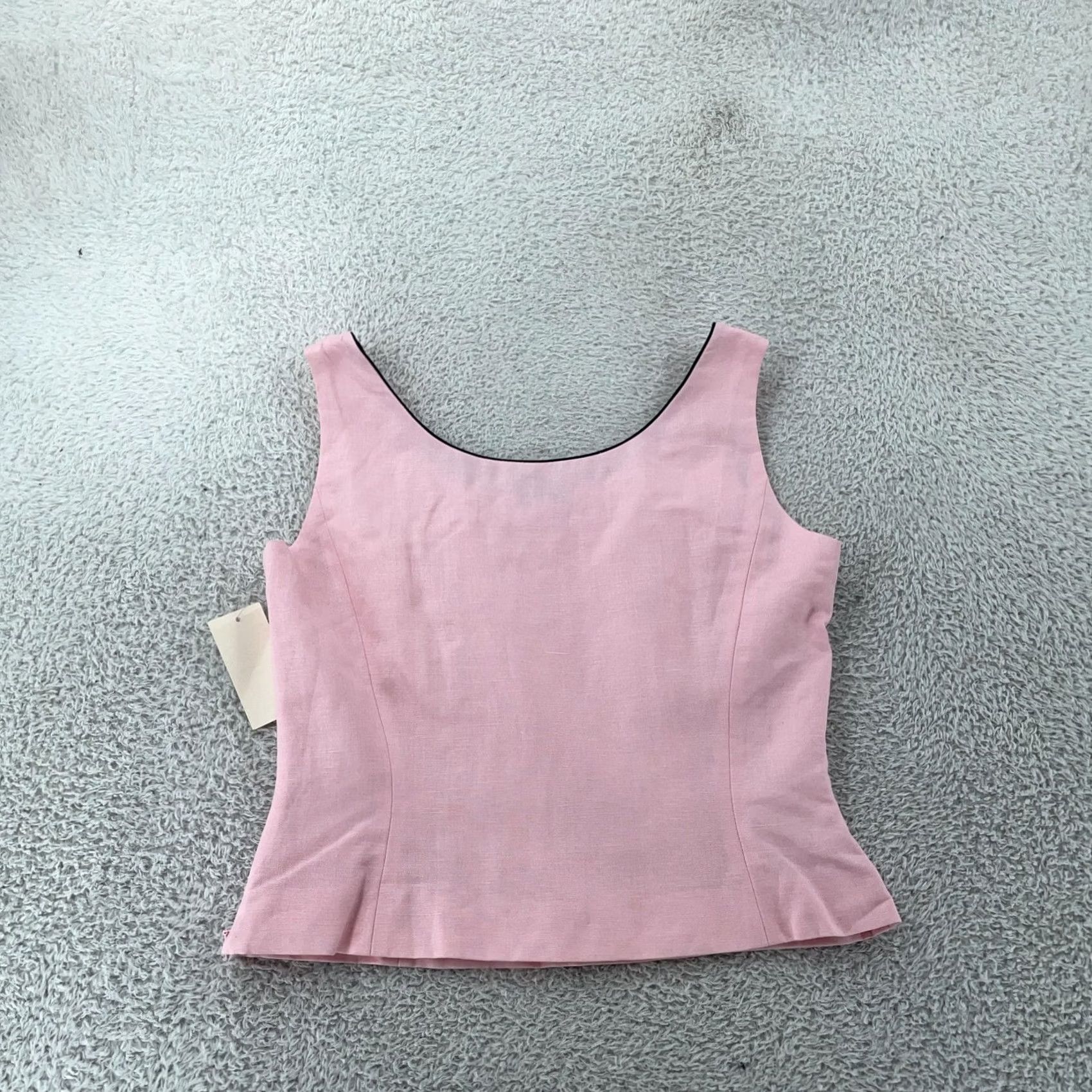 Vintage Tahari Lined Blouse Womens Petite 6P Pink Sleeveless Linen Blend Camisole Tank Shirt Womens Casual Size M / US 6-8 / IT 42-44 - 3 Thumbnail