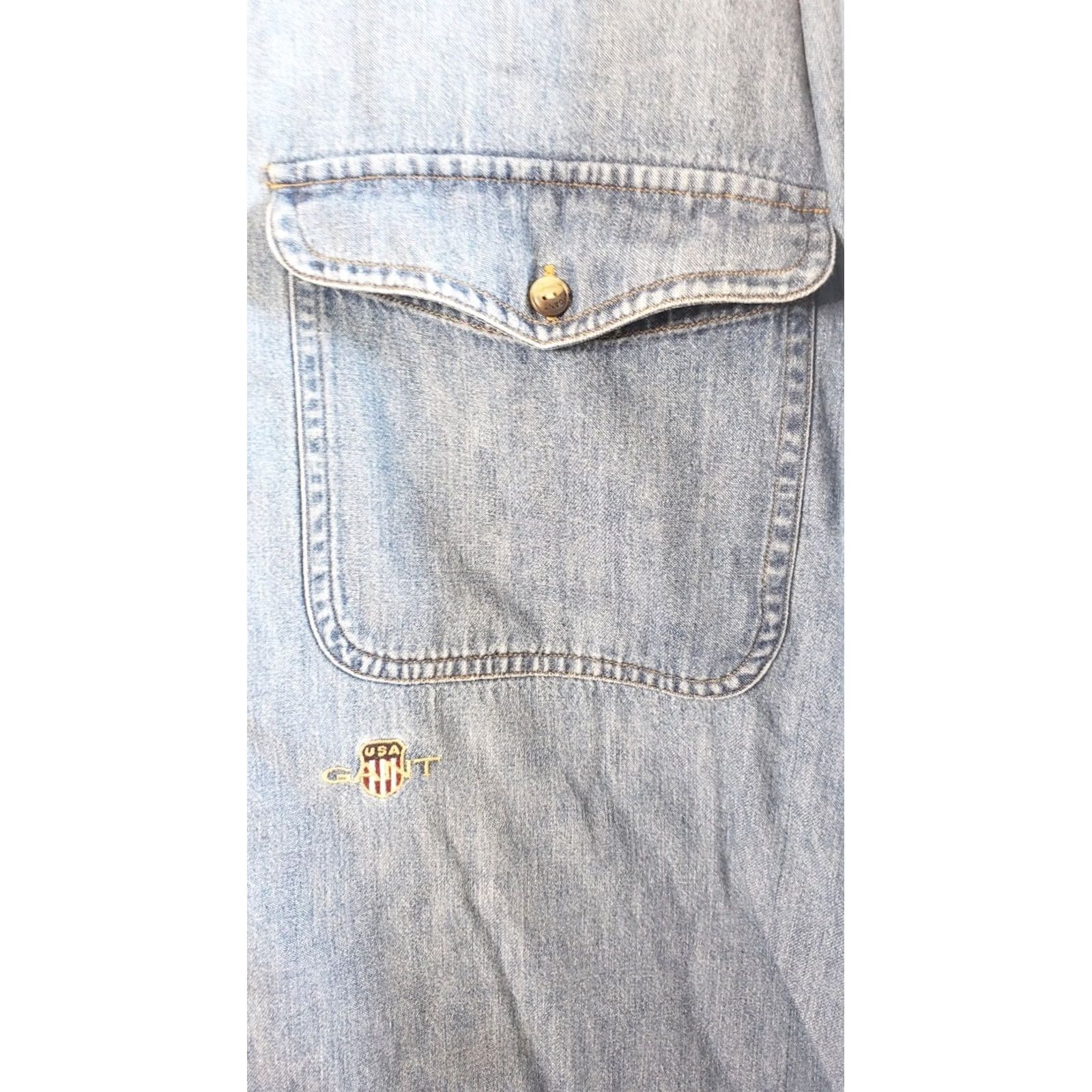 Gant GANT Button-Up Shirt Denim Blue Large Long Sleeve Mens Regular Fit Size US L / EU 52-54 / 3 - 4 Thumbnail