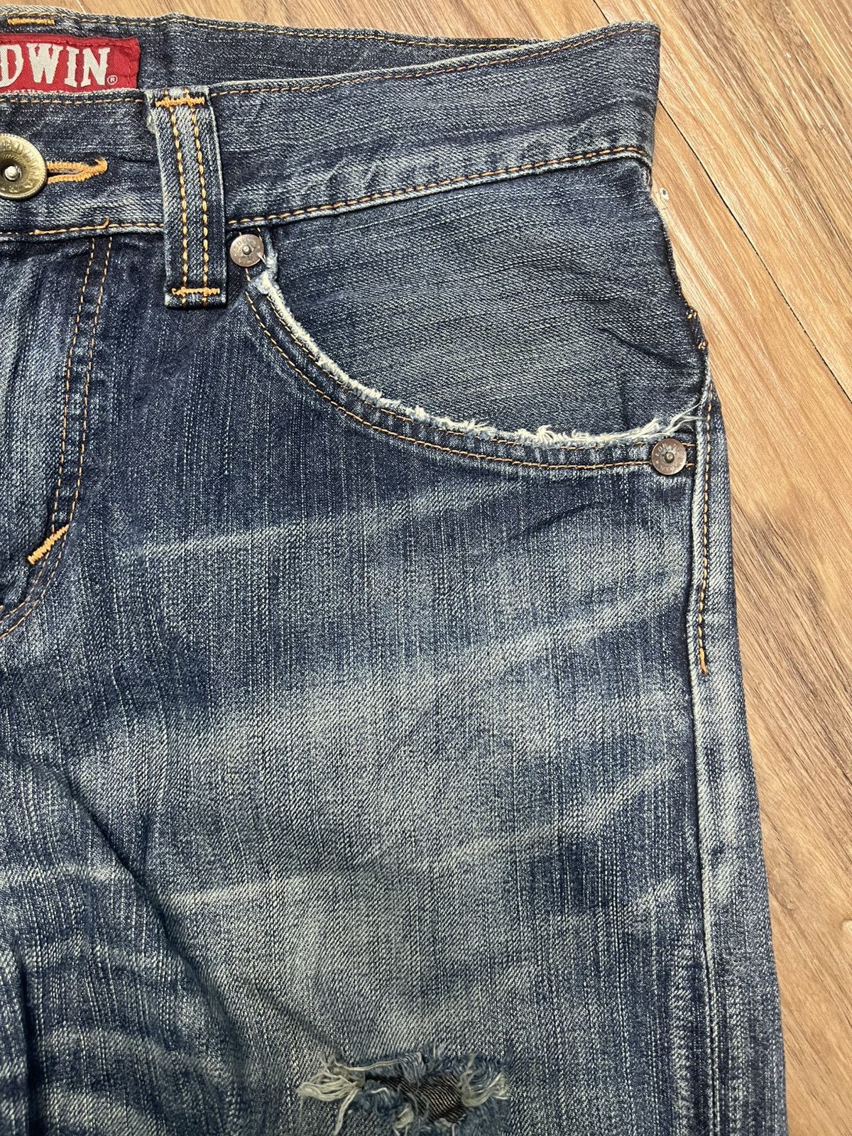 Edwin Edwin Japan Denim Ripped Distressed Relaxed Fit Jeans (42) Size US 30 / EU 46 - 8 Thumbnail