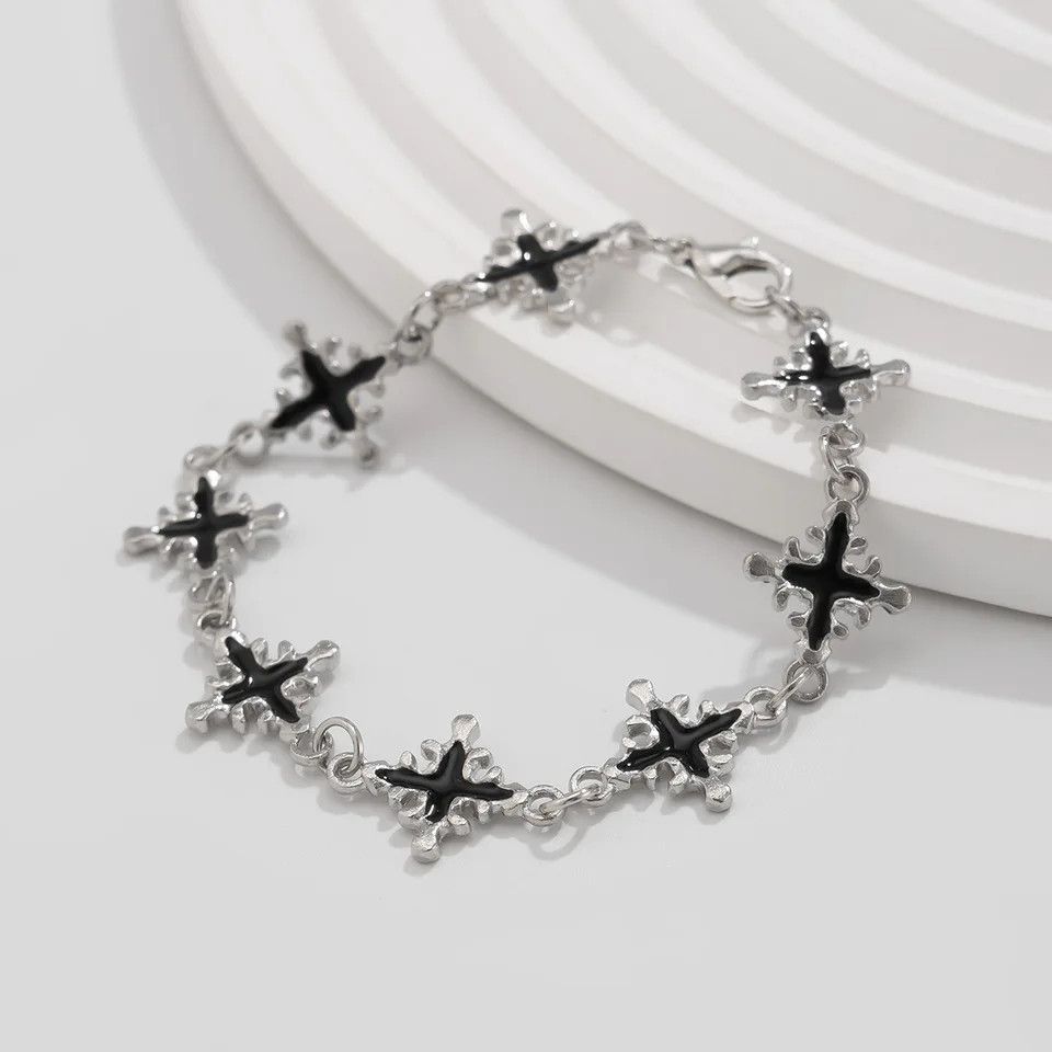 Jewelry Punk Drip Black Oil Cross Bracelet Size ONE SIZE - 5 Thumbnail