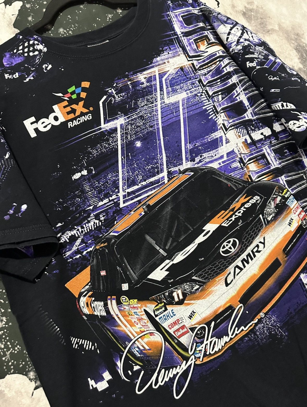NASCAR NASCAR Denny Hamlin FedEx Race Car Shirt Size US XL / EU 56 / 4 - 3 Thumbnail