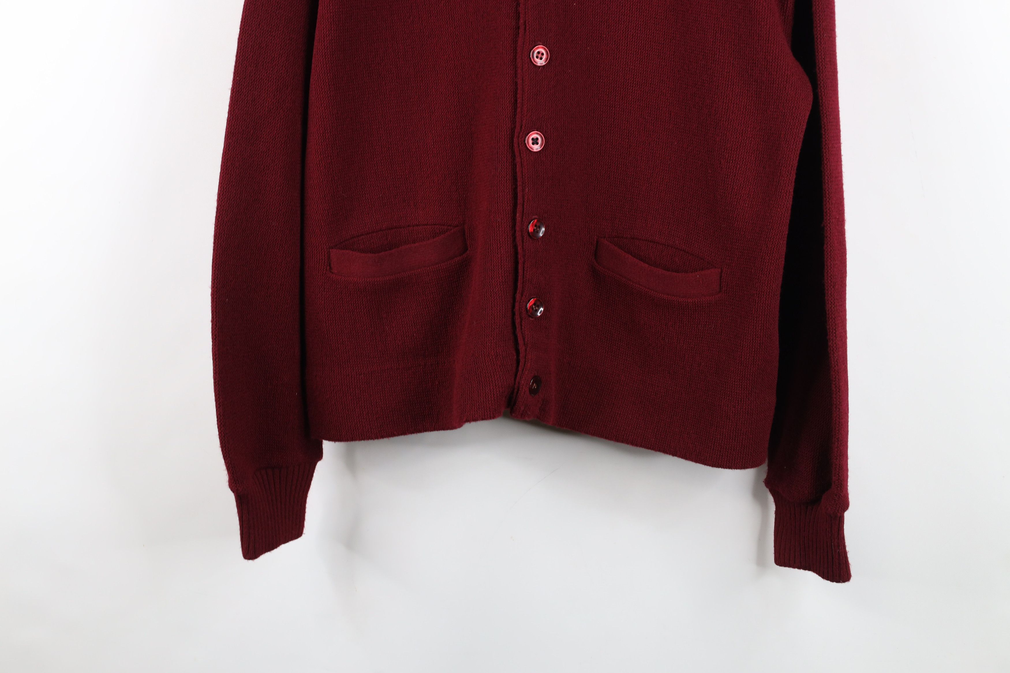 Vintage Vintage 60s Streetwear Knit Cardigan Sweater Burgundy USA Size US M / EU 48-50 / 2 - 3 Thumbnail