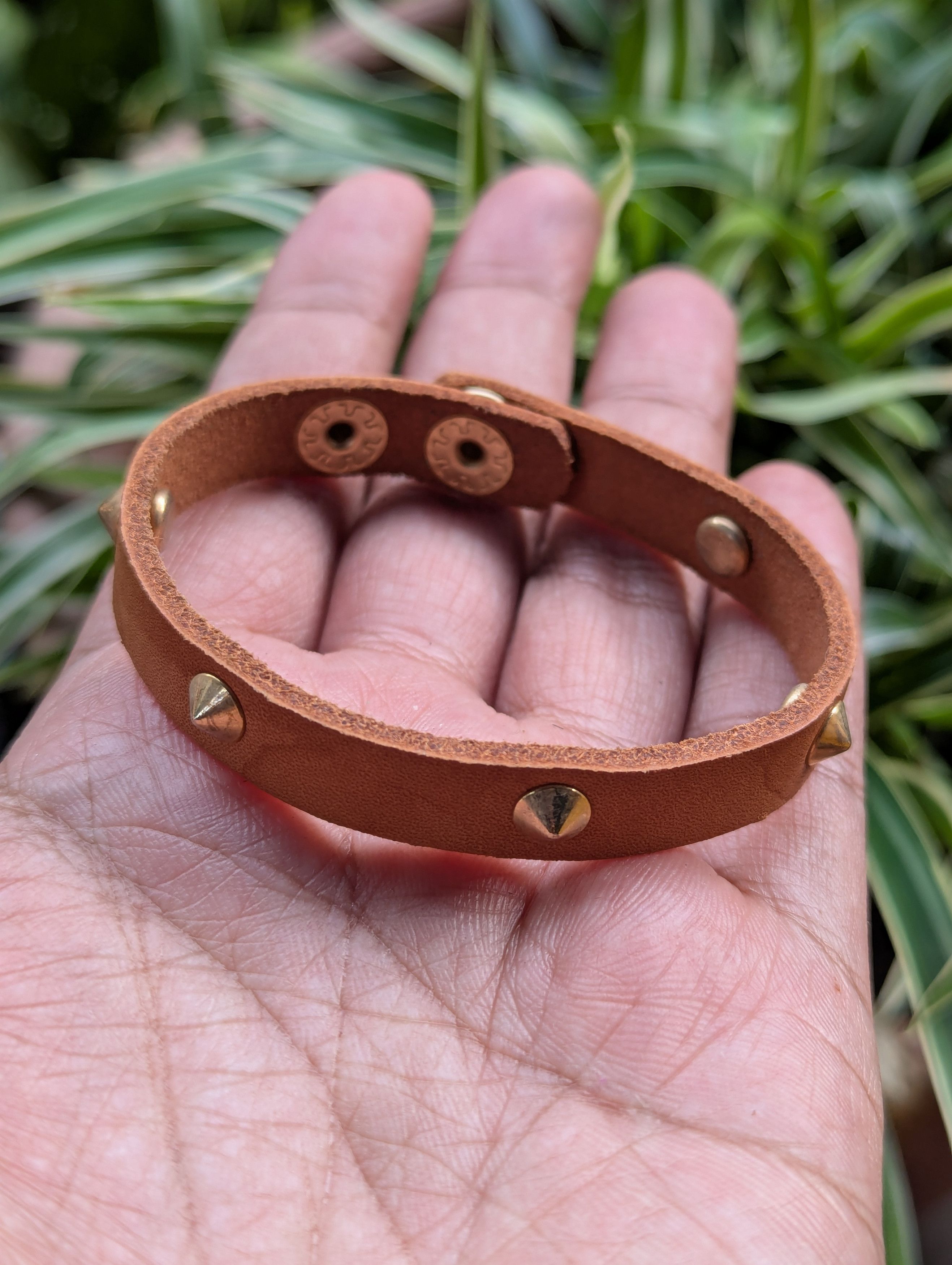 Leather Brown Leather Bracelet with Studs Size ONE SIZE - 1 Thumbnail
