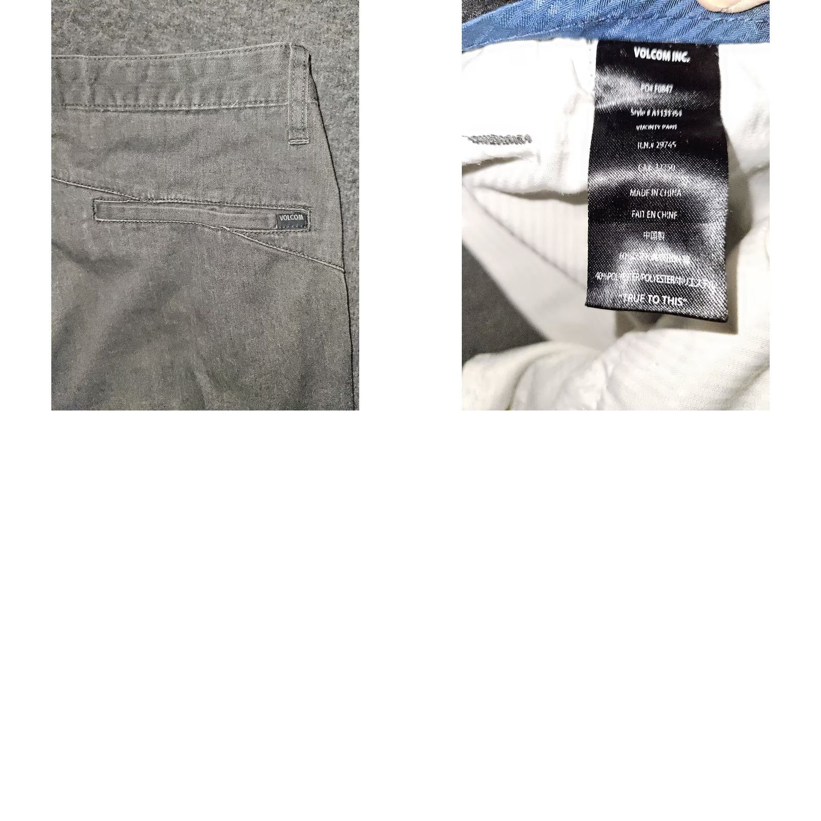 Volcom Volcom Vmonty Chino Pants Men 32 Gray Low Rise Straight Logo Pockets Casual/Workwear Size US 32 / EU 48 - 8 Thumbnail
