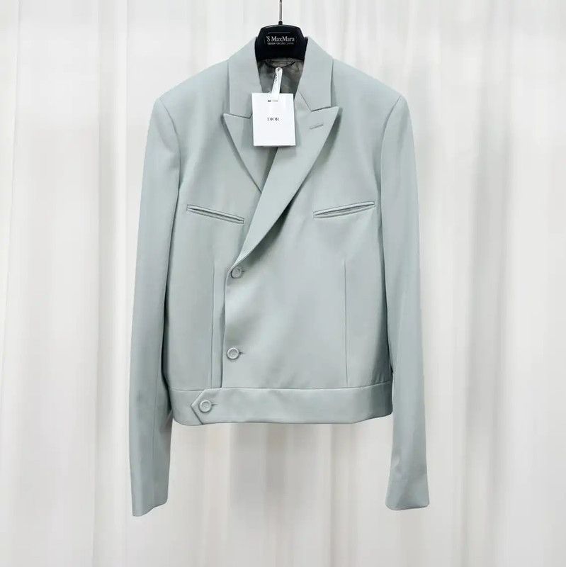 Dior Blue Grey Wool Long Sleeve Jacket 0089