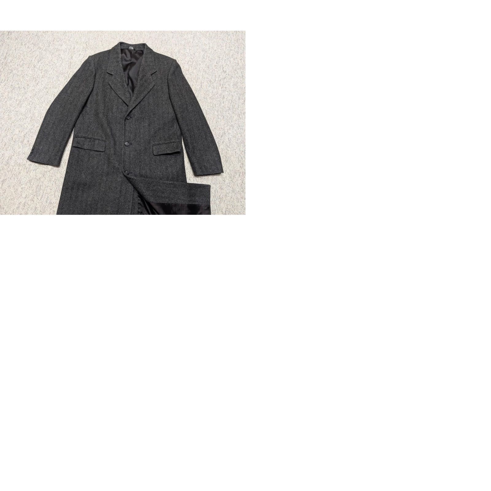 Vintage VINTAGE Towncraft Overcoat Shirt Mens 44L Charcoal Gray Tweed Donegal Herringbone Long Coat Size US L / EU 52-54 / 3 - 9 Thumbnail