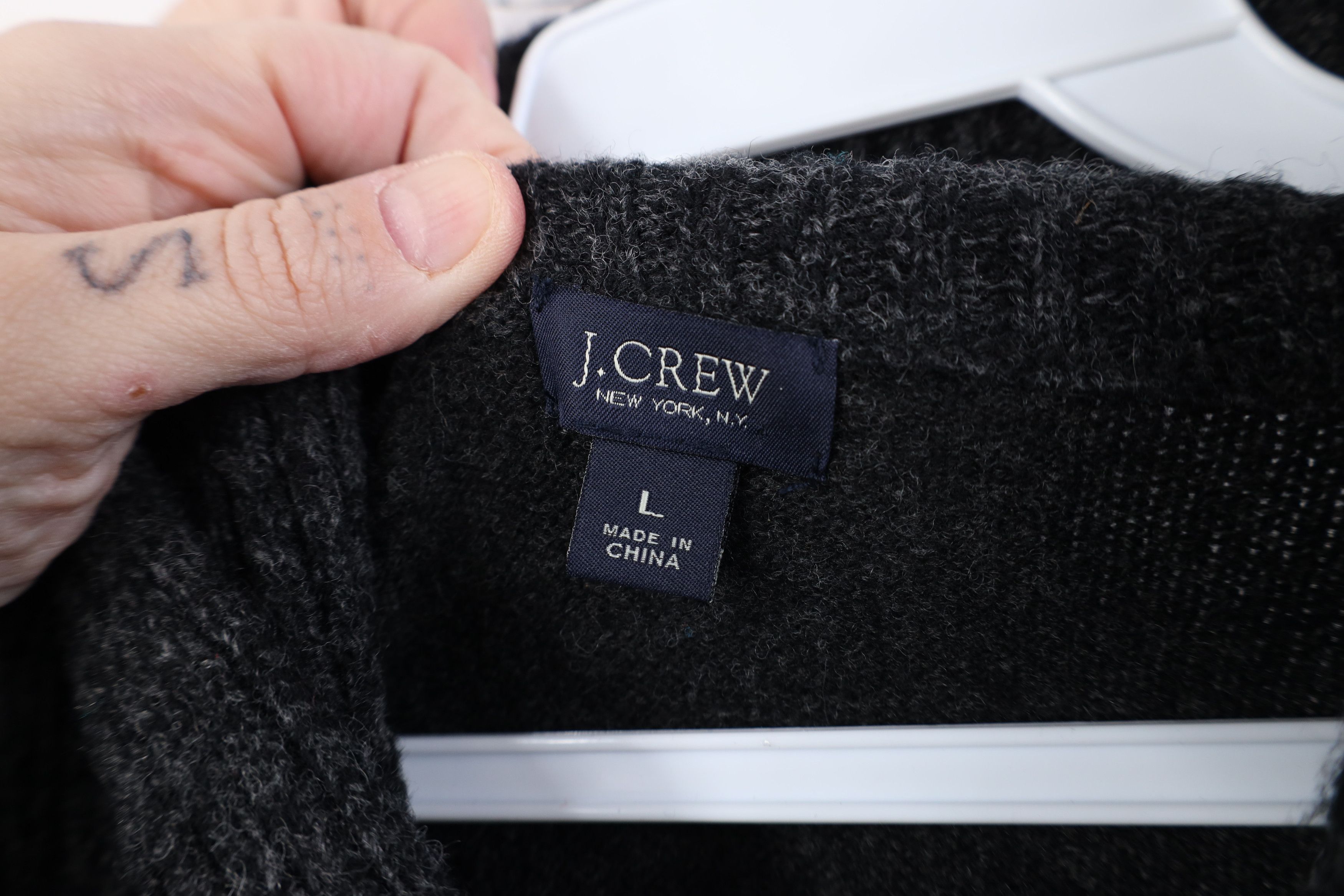 J.Crew J Crew Lambswool Knit Shawl Henley Sweater Charcoal Gray Size US L / EU 52-54 / 3 - 8 Thumbnail