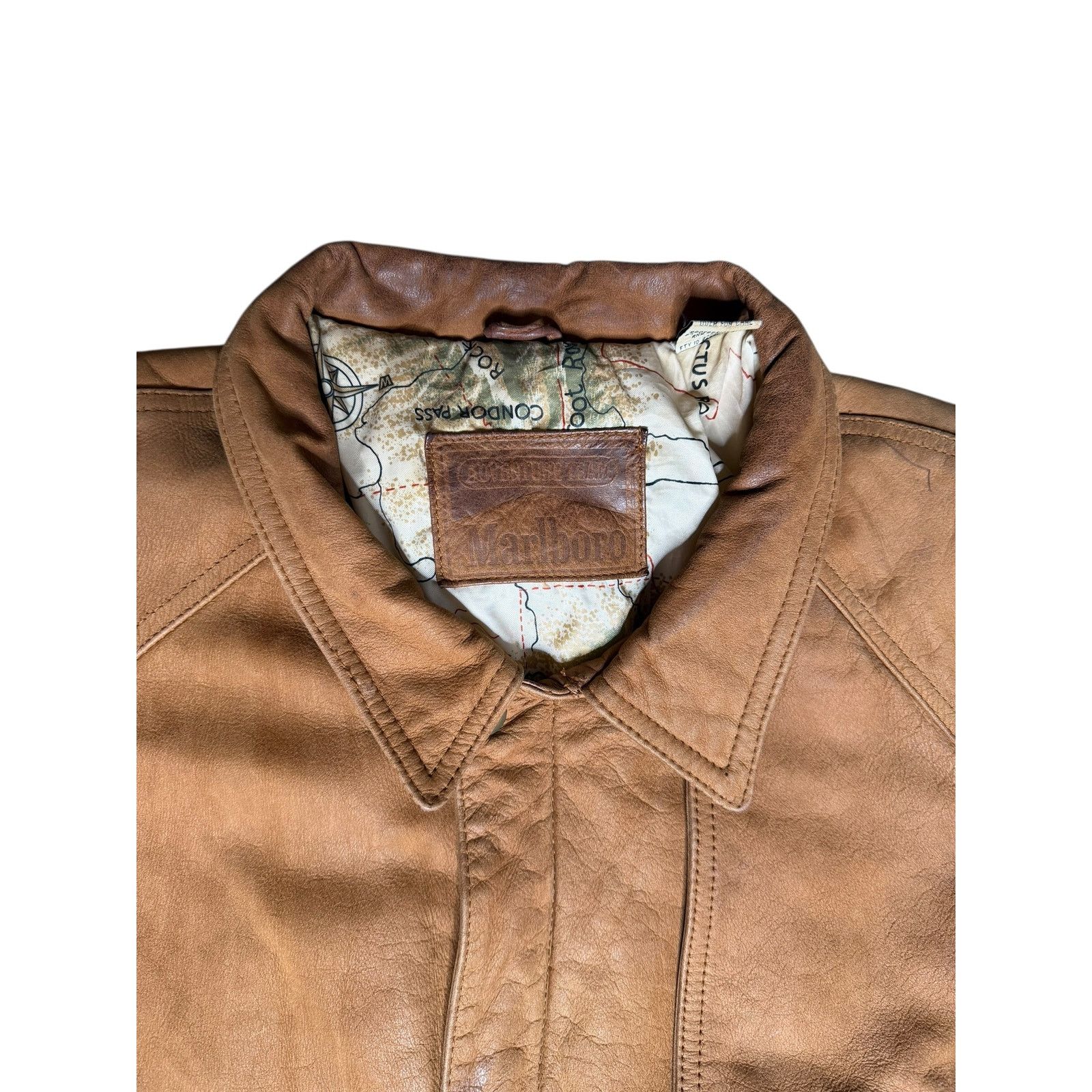 Vintage Marlboro Adventure Team Brown Bomber Leather Jacket