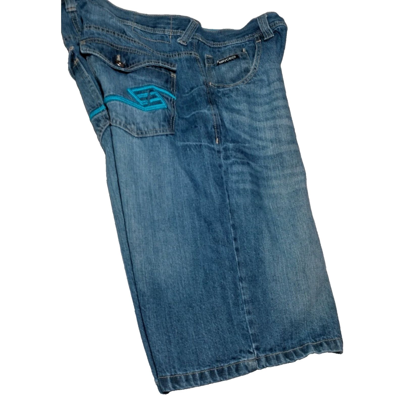 Enyce VINTAGE ENYCE Men's Jean Shorts 36 Relaxed Fit Blue Denim Streetwear Casual Wide Leg Jorts Size US 36 / EU 52 - 3 Thumbnail