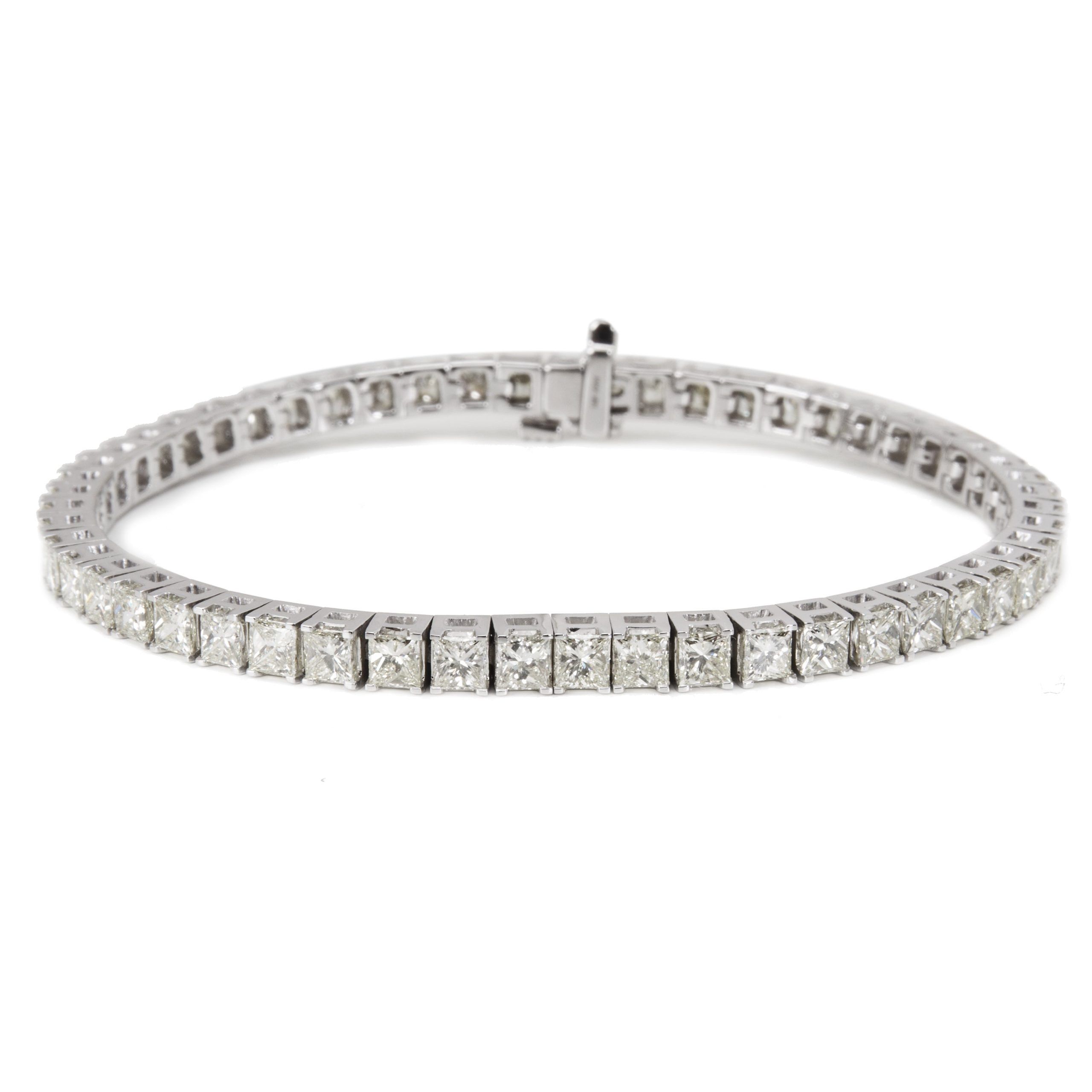 image of Louis Vuitton Princess Cut Diamond Tennis Bracelet In 14Kt White Gold 8.77 Ctw, Women's