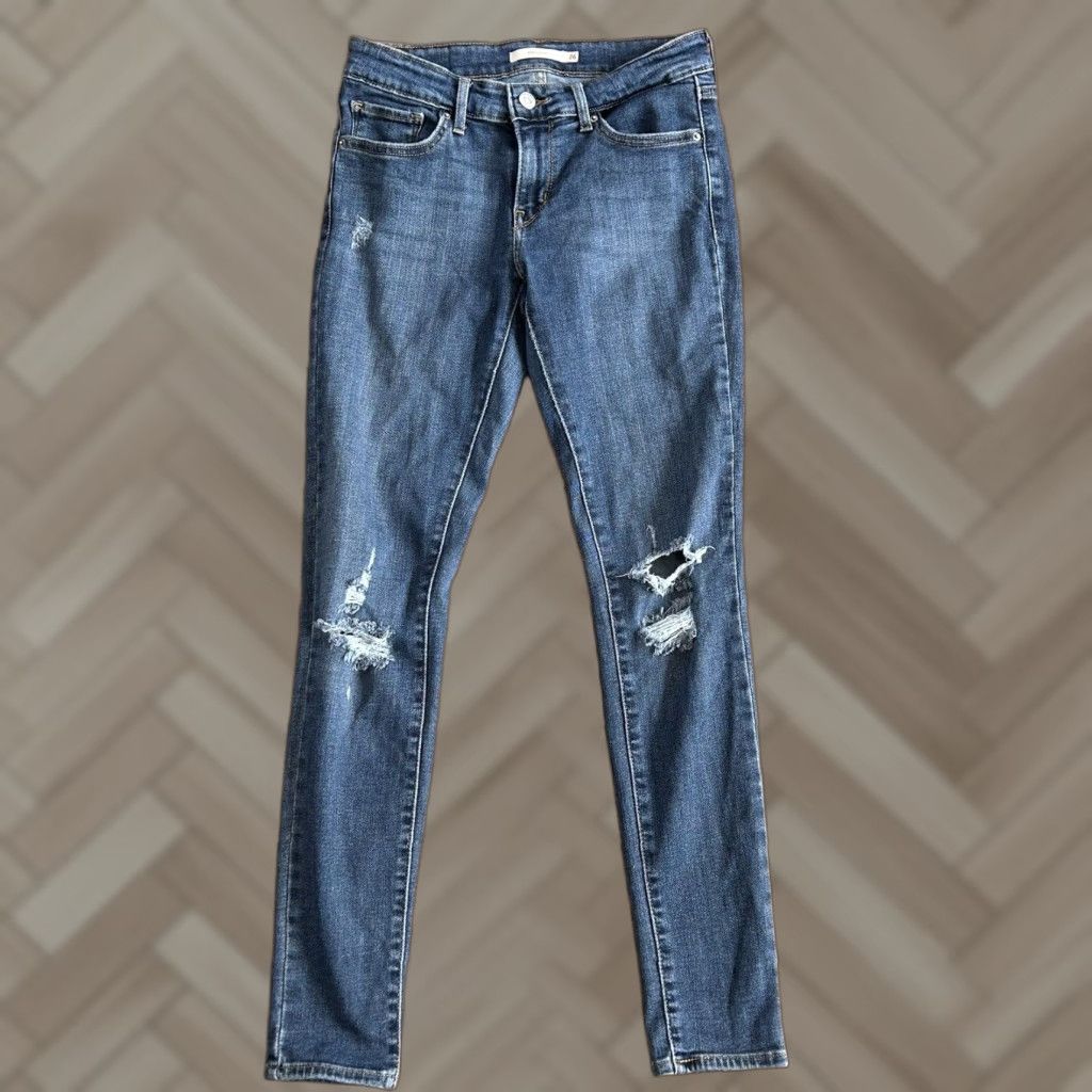 Levi's Levi's 711 Skinny Jeans Blue 26x30 Distressed Women Slim Denim Low Rise Regular Inseam 30 Size 26" / US 2 / IT 38 - 1 Thumbnail