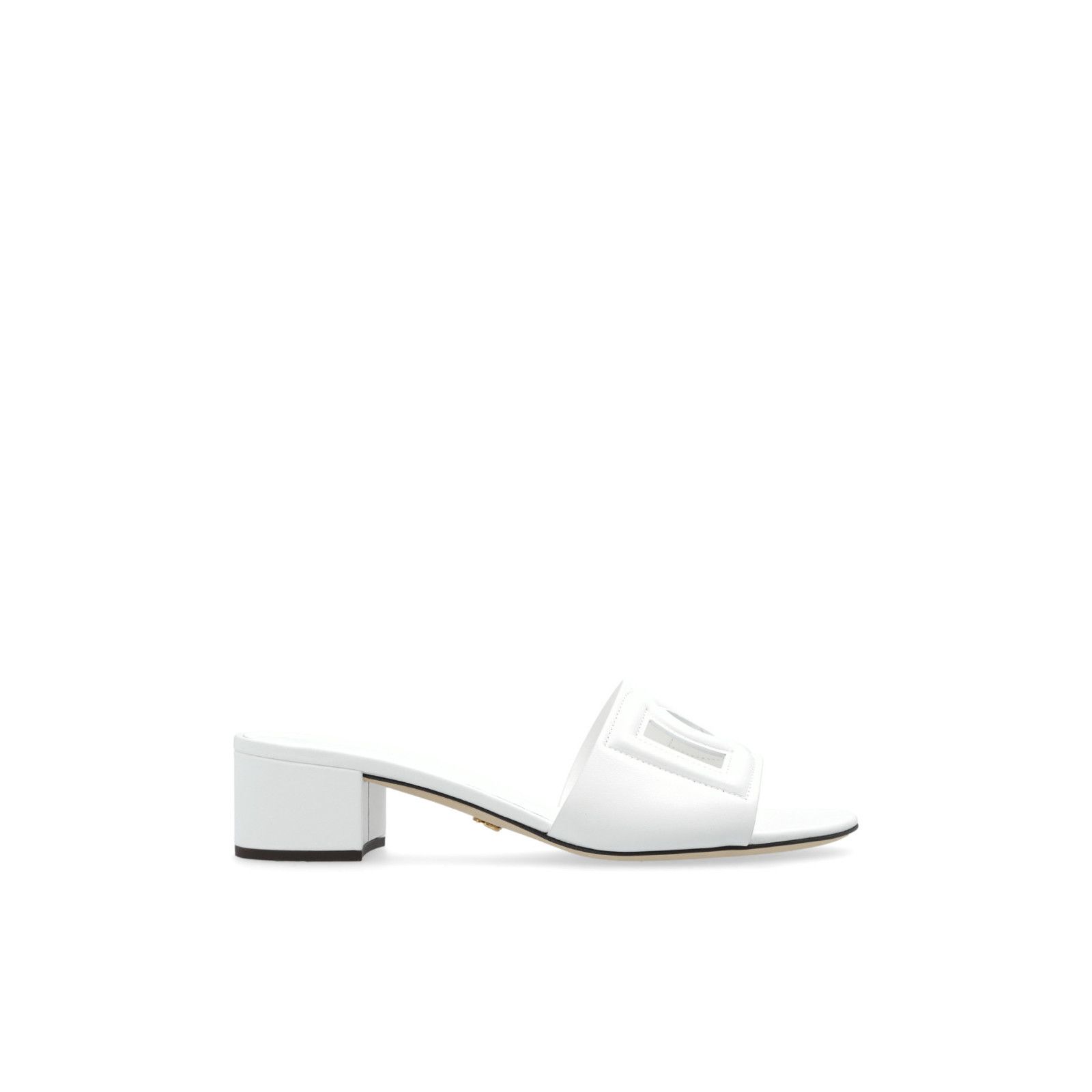 DOLCE&GABBANA White Leather 50mm Heel Mules New & Authentic