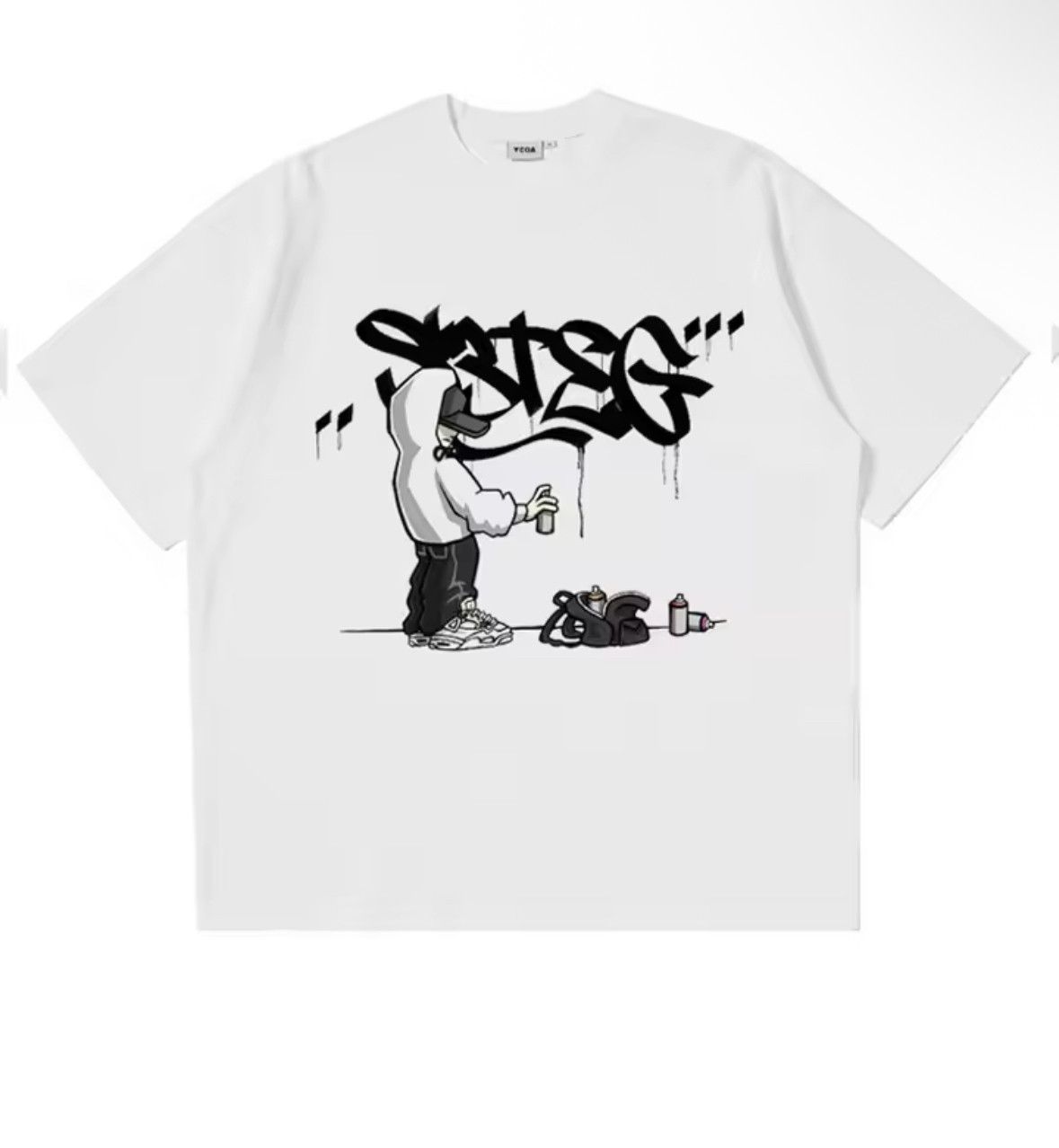 Other Y2K Streetwear Swag Boy Graffiti Wall Print White T-Shirt Size US M / EU 48-50 / 2 - 1 Thumbnail