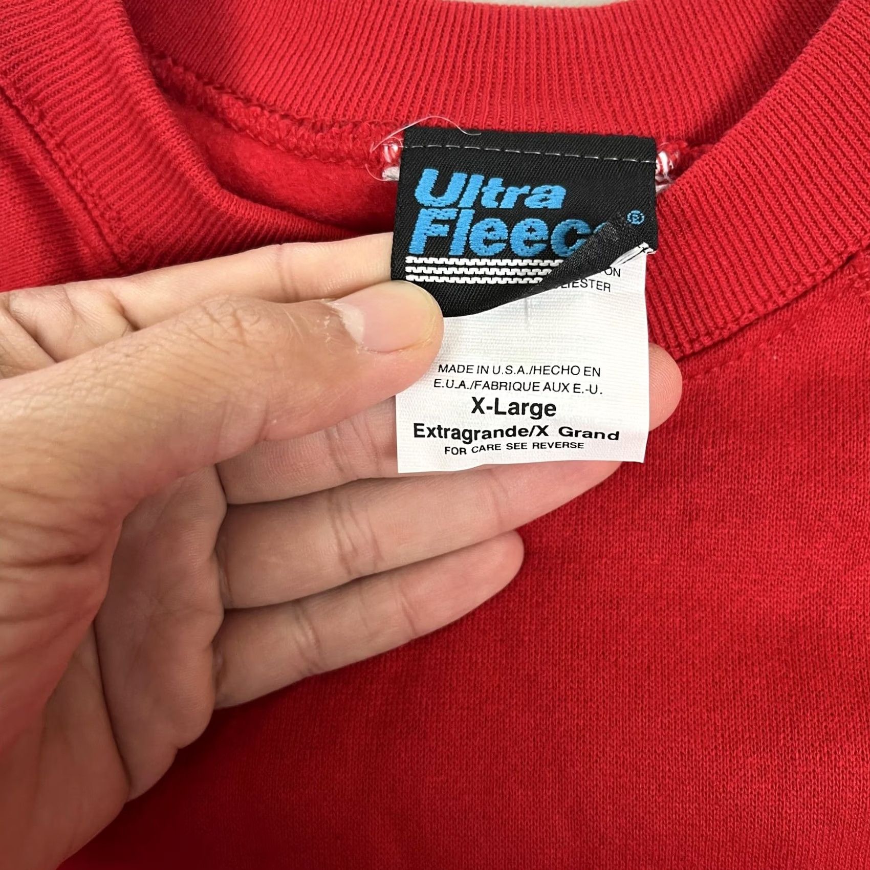 Vintage VINTAGE Ultra Fleece Sweatshirt Raglan Red Womens XL Crew Neck Pullover Cotton Polyester Fleece All Seasons Regular Fit Casual Size XL / US 12-14 / IT 48-50 - 4 Thumbnail