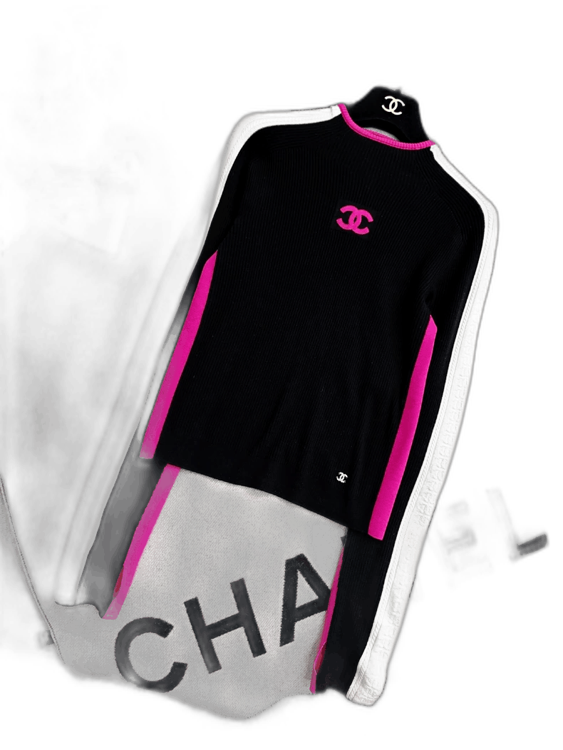 Chanel Chanel Coco Neige Black Color Block Top Size S / US 4 / IT 40 - 1 Thumbnail