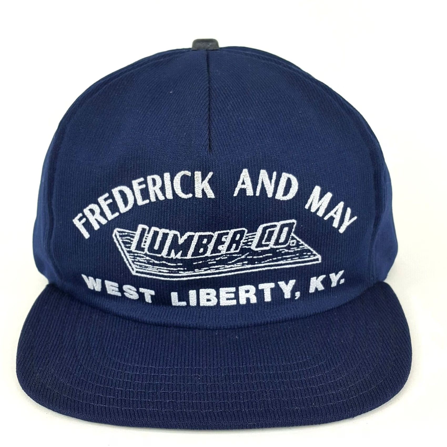 Vintage Vintage Lumber USA Trucker Hat Snapback Puff Print Cap Blue Navy Men Adjustable Cap Size ONE SIZE - 2 Thumbnail