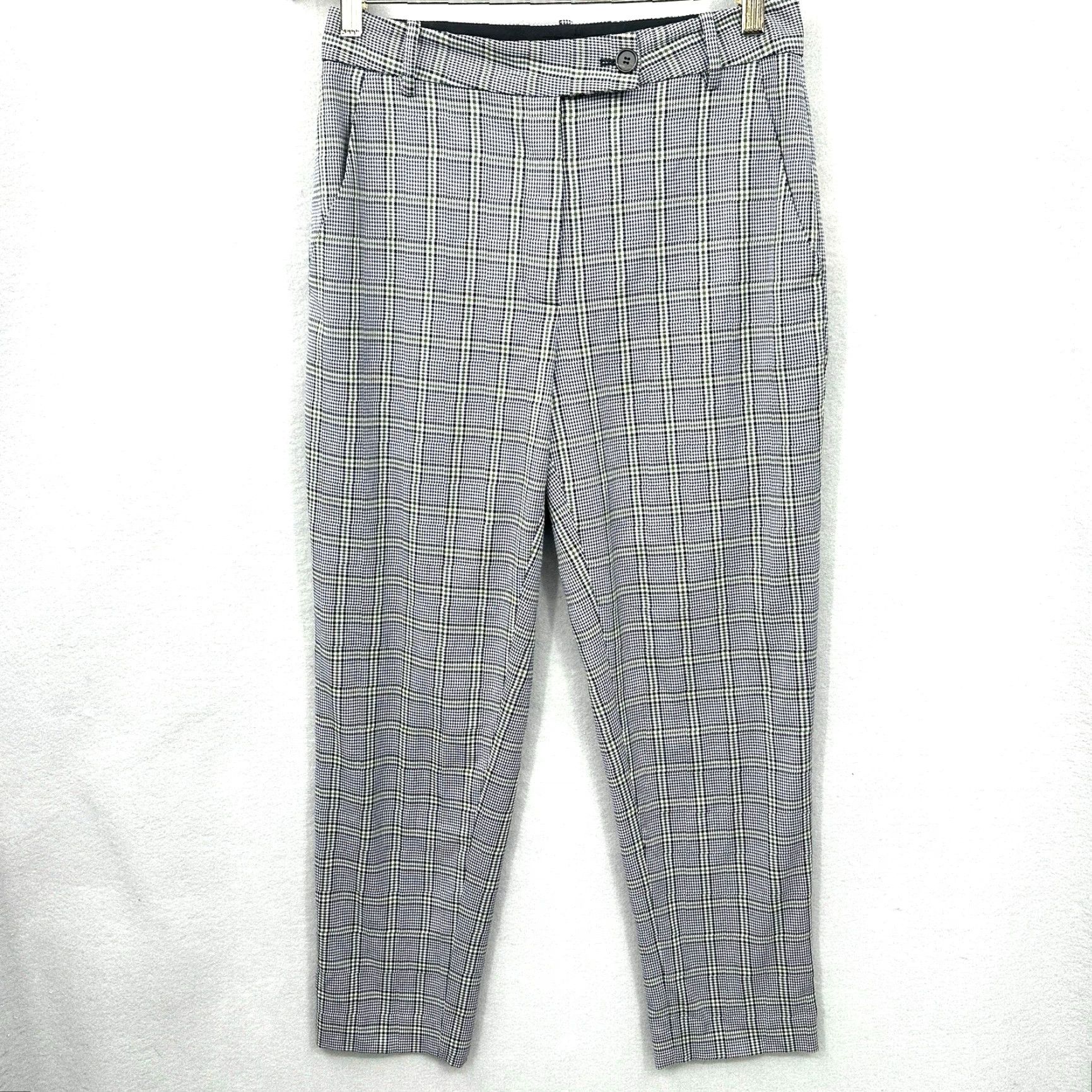 6397 6397 Pants Trousers Womens 4 Plaid Ankle Taper Brown Houndstooth Wool 96% Elastane 4% Slim Front Regular Homespun 80s 90s Hipster Women Size 27" / US 4 / IT 40 - 2 Thumbnail