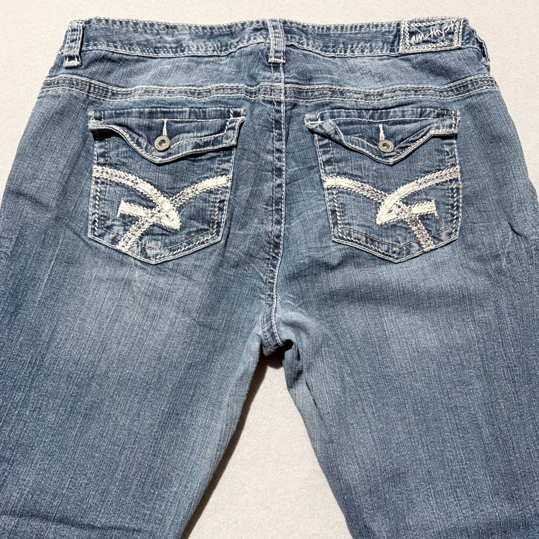 Denime Amethyst Women's Jeans Blue Stretch Denim Low-Rise Distressed 14 Skinny Jeans Size 36" / US 14 / IT 50 - 4 Thumbnail