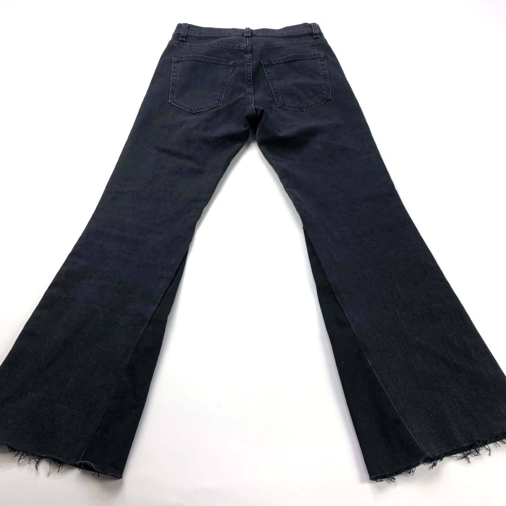Vintage Askk NY Flare Jeans High Rise 26 Black 28L Festival Button Pockets 5-Pocket Denim Women XS? Size 26" / US 2 / IT 38 - 3 Thumbnail