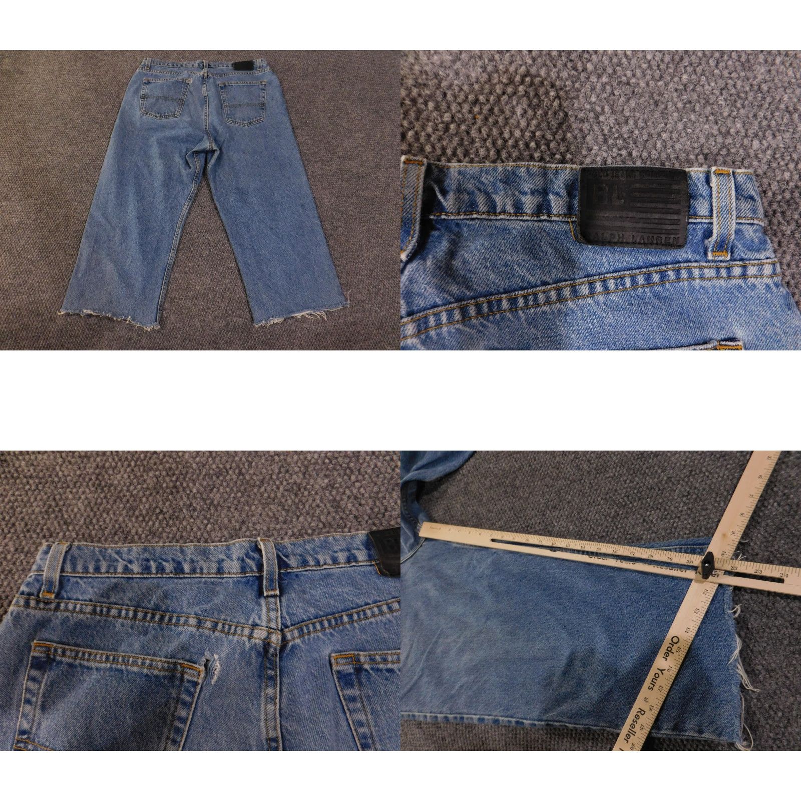 Ralph Lauren VINTAGE Ralph Lauren Jeans Mens 36x22 Blue Denim Straight Leg Distressed Frayed Hem Cotton Zip Size US 36 / EU 52 - 8 Thumbnail