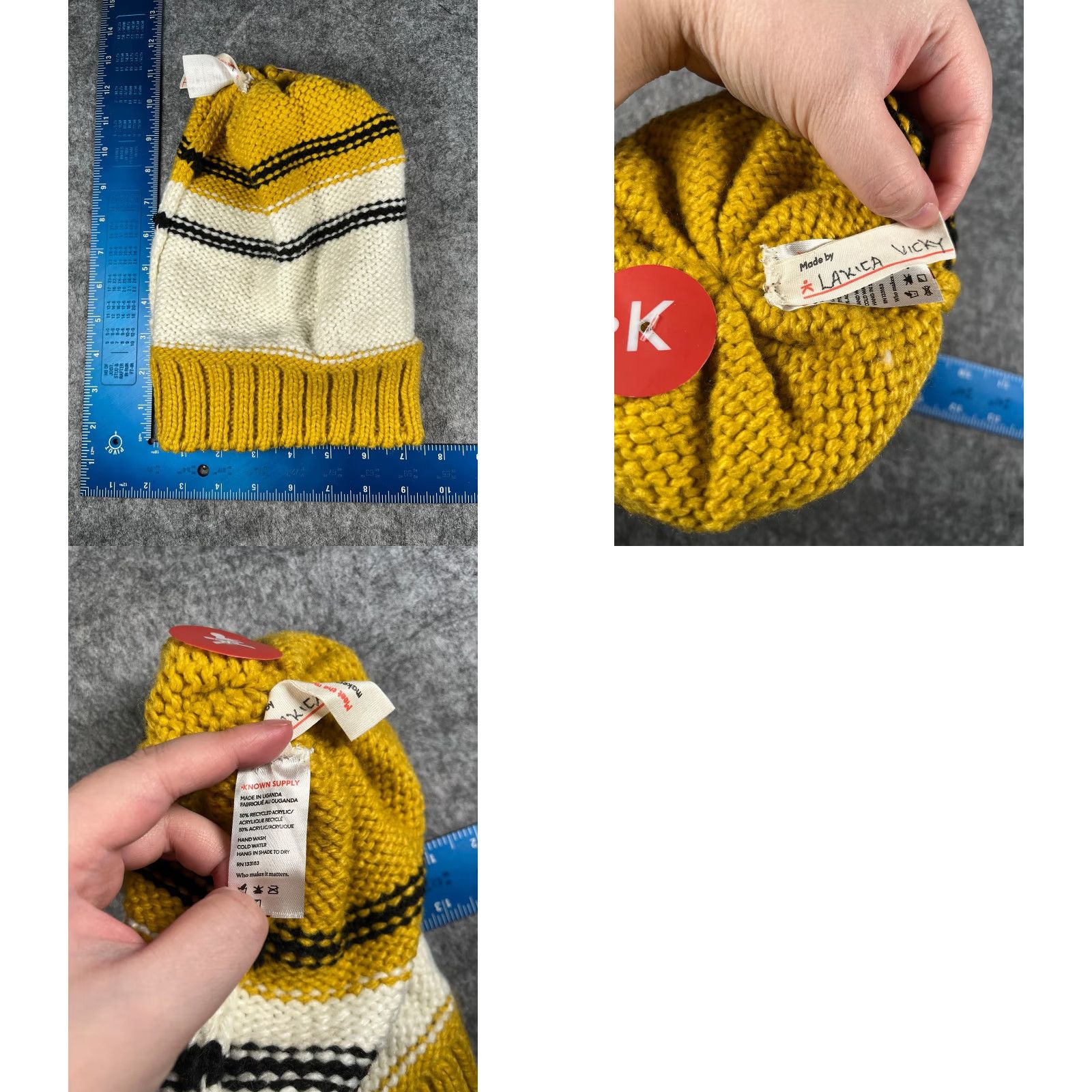 Vintage Known Supply Beanie Toque One Size Adult Yellow White Black Stripe Acrylic NEW Size ONE SIZE - 8 Thumbnail