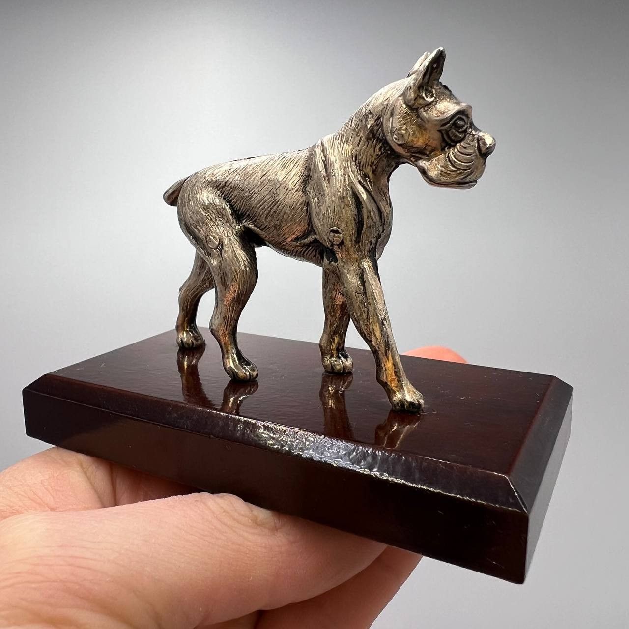 Vintage Vintage Collectible Figure Statue Silver Plated Boxer Dog Size ONE SIZE - 6 Thumbnail