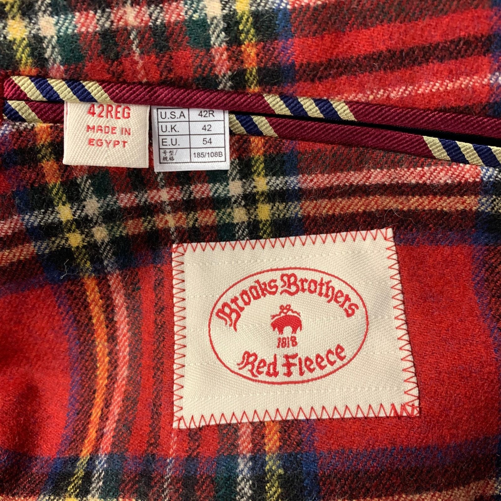 Brooks Brothers BROOKS BROTHERS Size 42 Red Tartan Wool Blend Sport Coat Size 42R - 6 Thumbnail
