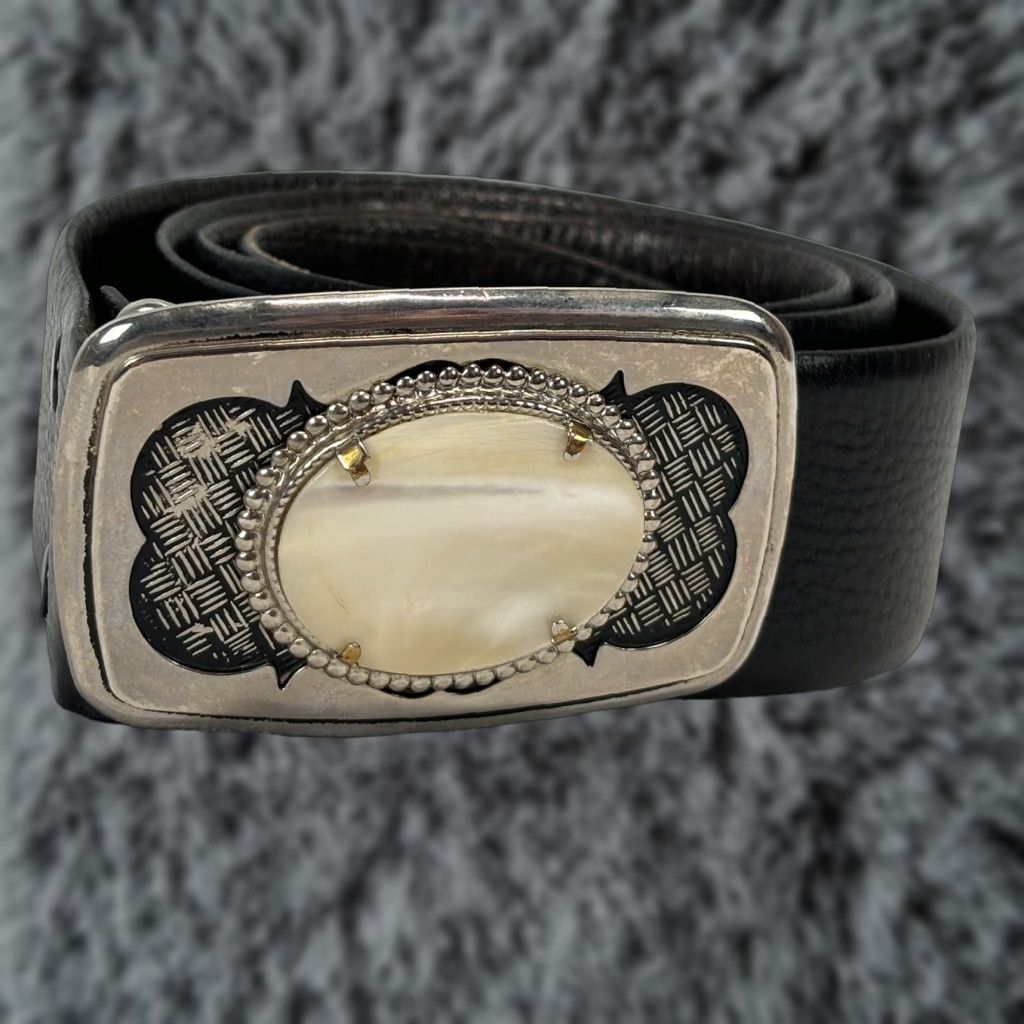 Vintage VINTAGE Unbranded Leather Belt Set with Stone Buckle Adult Unisex 35-39 Inches Boho Hippie Western Size ONE SIZE - 1 Thumbnail