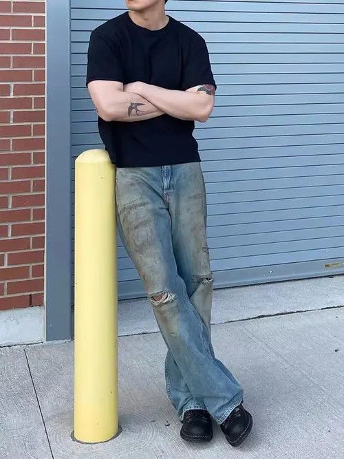 VIBE Vintage dirty ripped washed rare jeans Size US 32 / EU 48 - 3 Thumbnail