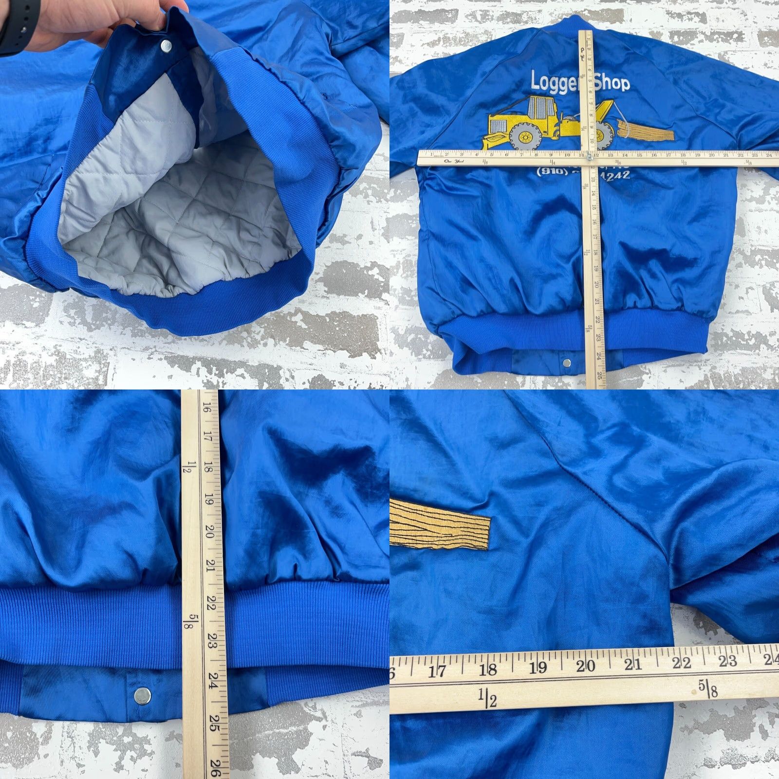 Vintage Vintage Satin Jacket Men Medium Blue Bomber USA 80s 90s Embroidered Logger Size US M / EU 48-50 / 2 - 8 Thumbnail