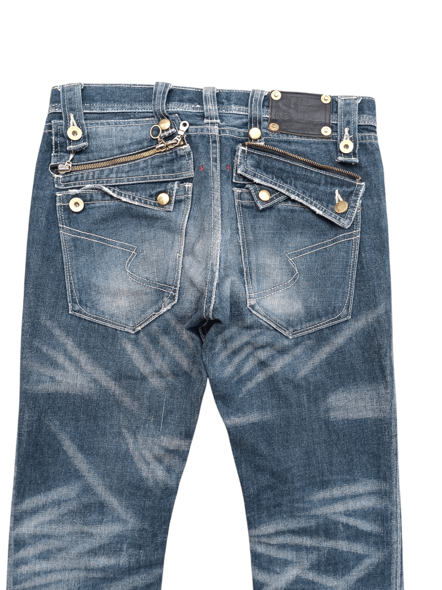 If Six Was Nine SEMANTIC DESIGN Japan Skinny Whiskers Faded Denim Size US 30 / EU 46 - 11 Thumbnail