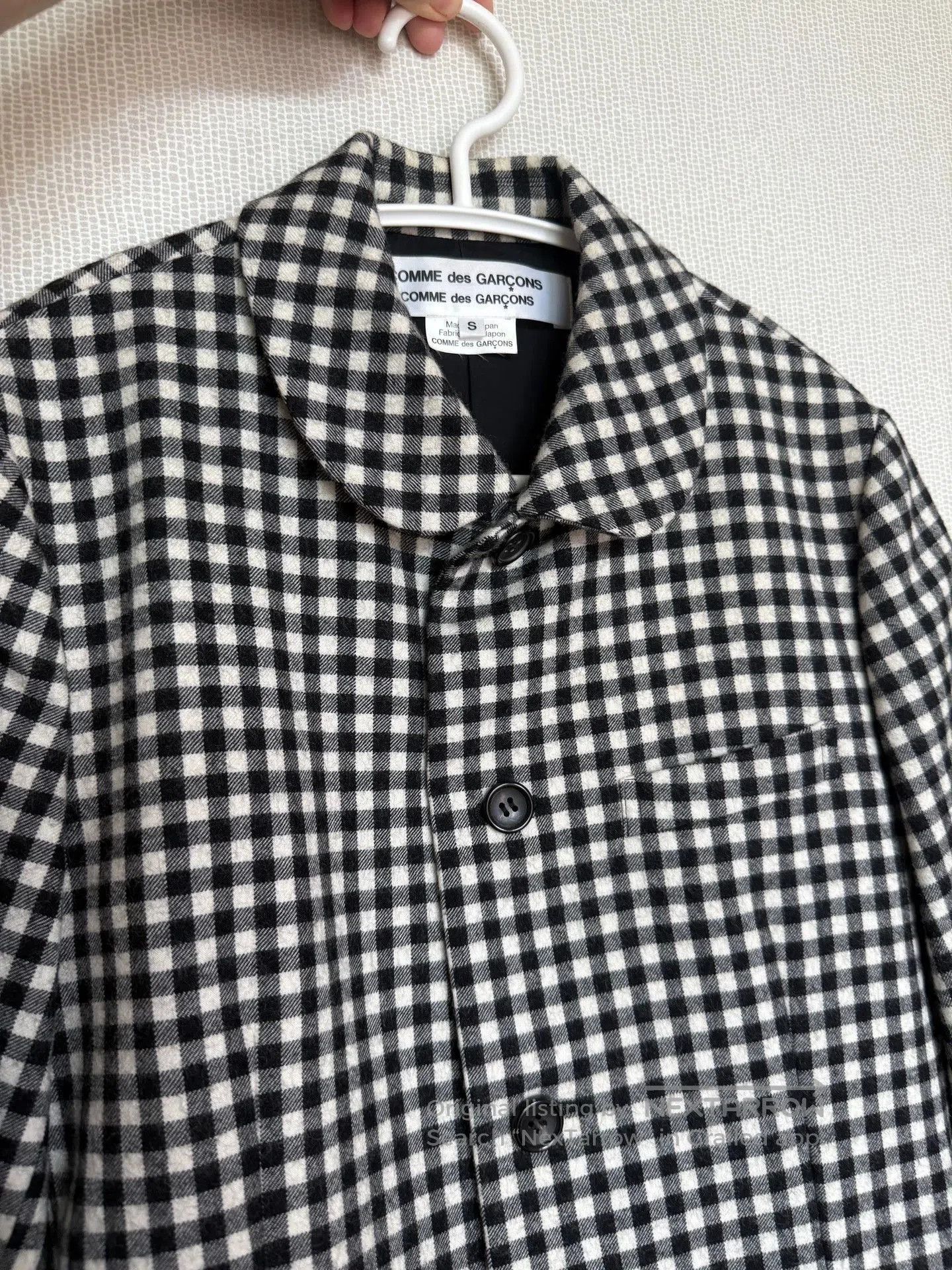 Comme des Garcons CDG Comcom Black and White Check Wool Jacket. Size US S / EU 44-46 / 1 - 5 Thumbnail