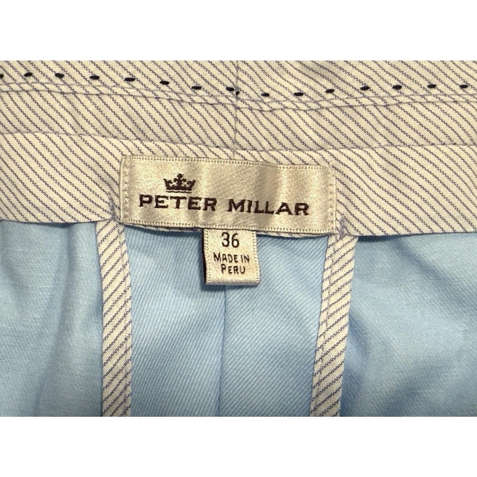 Peter Millar PETER MILLAR Men's Chino Shorts 36 Tarheel Blue Solid Regular Fit Flat Front Size US 36 / EU 52 - 4 Thumbnail