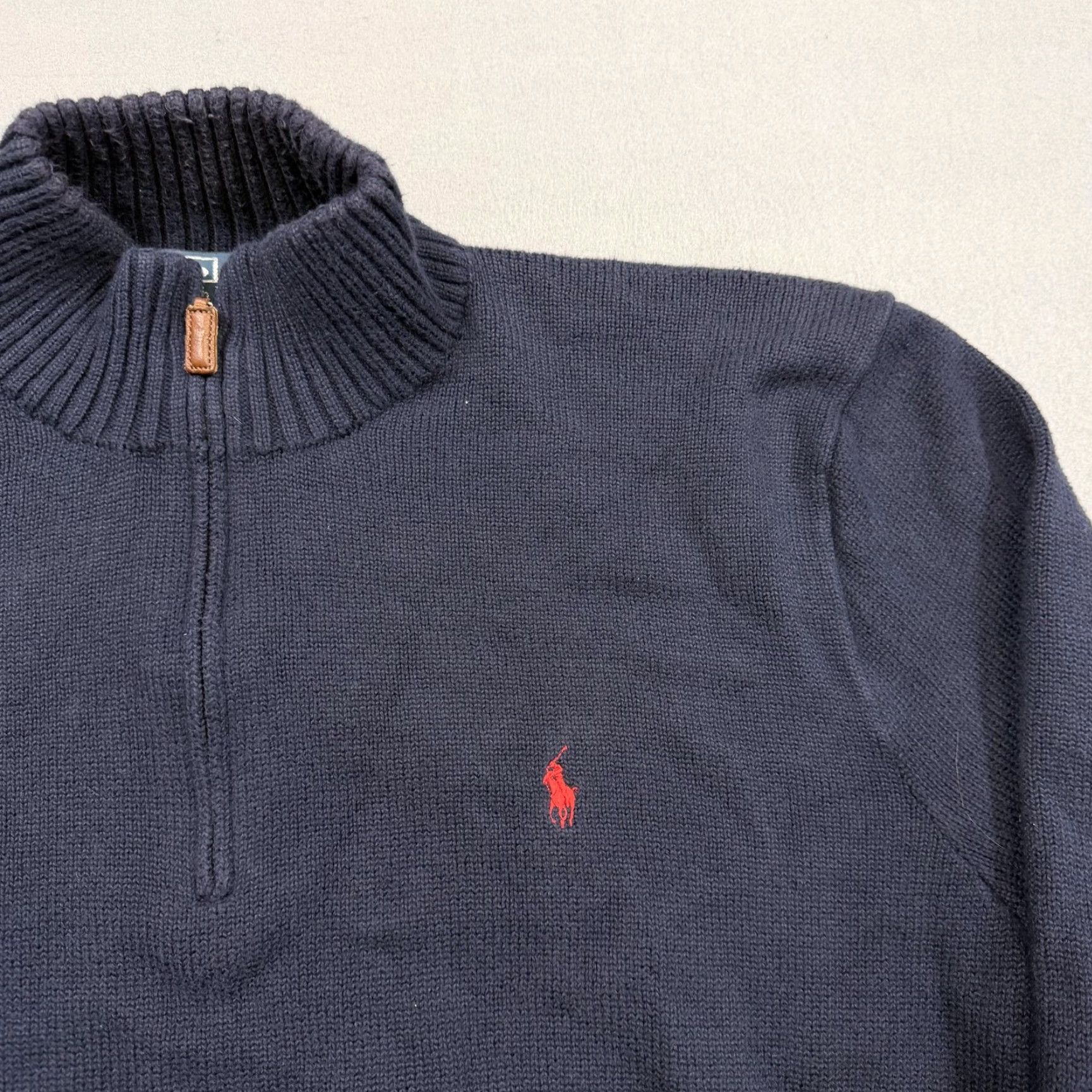Polo Ralph Lauren VINTAGE Polo Ralph Lauren Sweater Mens Big 4X Blue 1/4 Zip Mock Neck Knit Pullover Pony Size US XXL / EU 58 / 5 - 2 Thumbnail