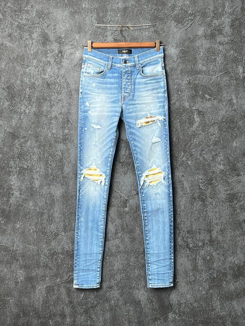 Amiri Amiri Leather label logo distressed jeans Size US 29 - 1 Thumbnail