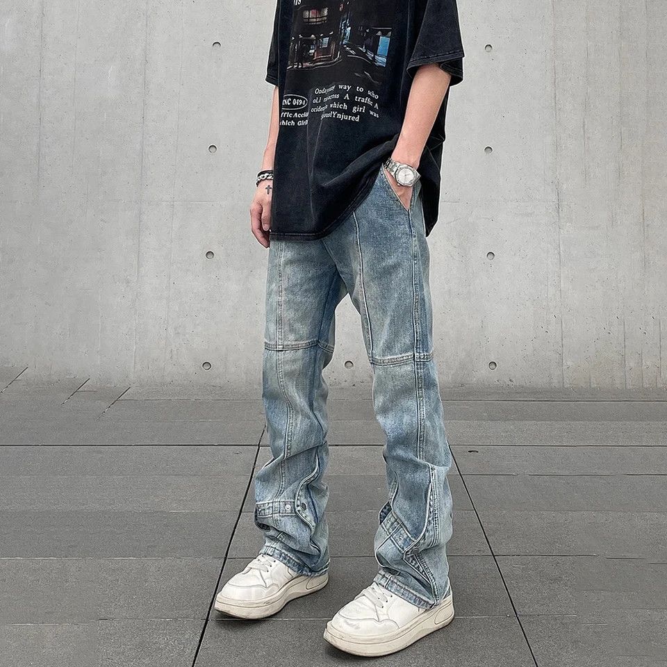 Designer × Japanese Brand × Jean Street Slim Spliced Stacked Acid Denim Pants Size US 30 / EU 46 - 2 Thumbnail