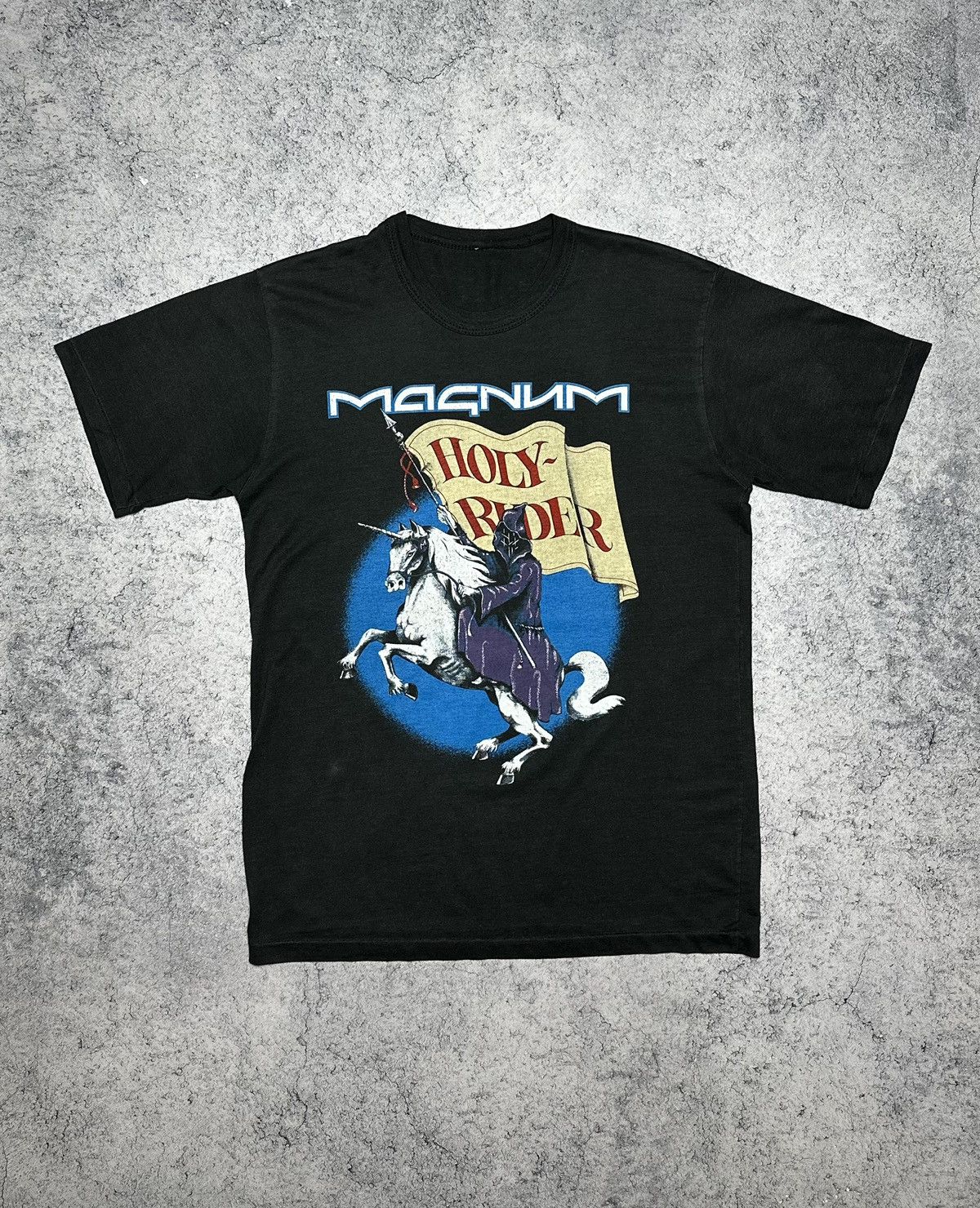 Band Tees Vintage 80s Magnum Holy Rider Tour Rock T-Shirt Size US M / EU 48-50 / 2 - 1 Thumbnail