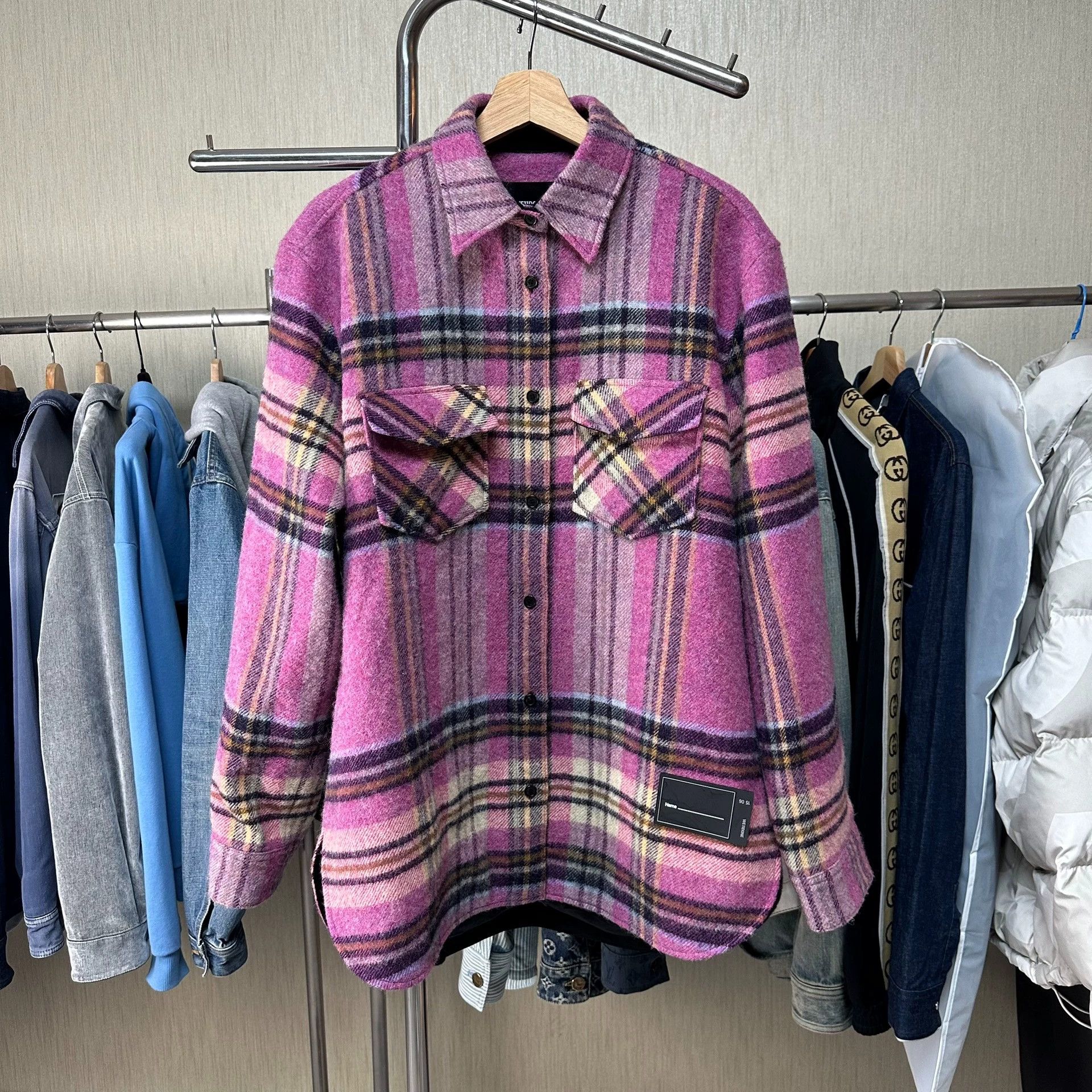WE11DONE WE11DONE OVERSIZE CHECK LS SHIRT PINK S Size S / US 4 / IT 40 - 1 Thumbnail