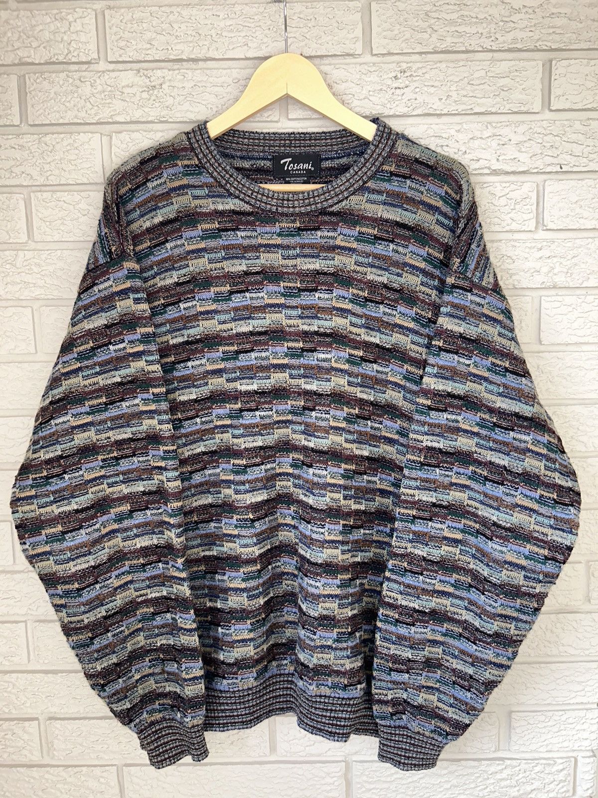 Tundra Vintage Tosani 3D Coogi Style Textured Knit Sweater Size US XL / EU 56 / 4 - 1 Thumbnail
