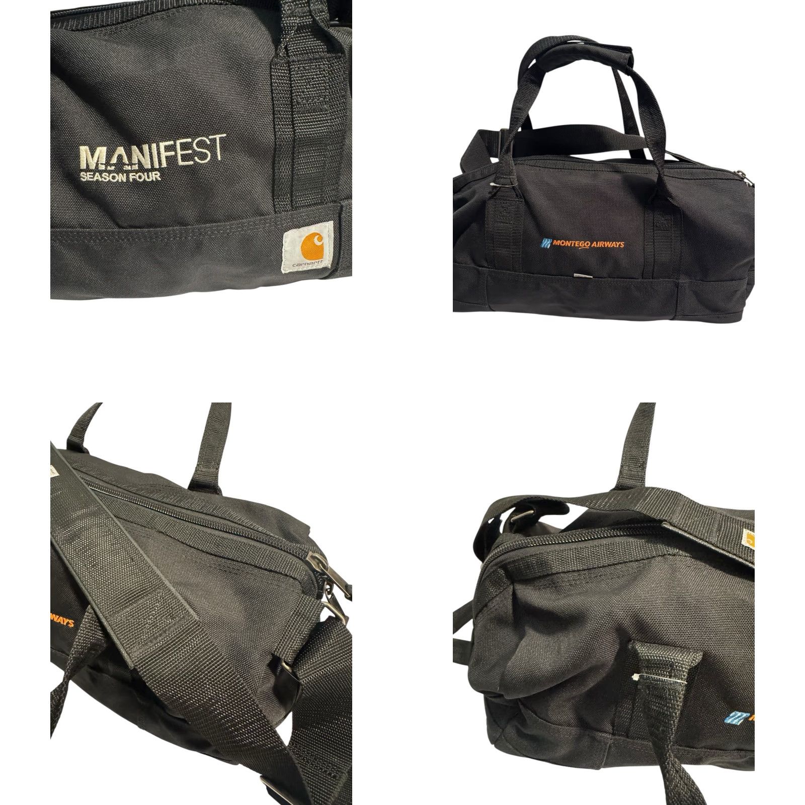 Carhartt Carhartt x Manifest Season 4 Black Canvas Duffle Bag Lightweight Montego Airways Duffle Bag Unisex Adults Black Bag Boxpackable Travel Men/Women? Size ONE SIZE - 10 Thumbnail