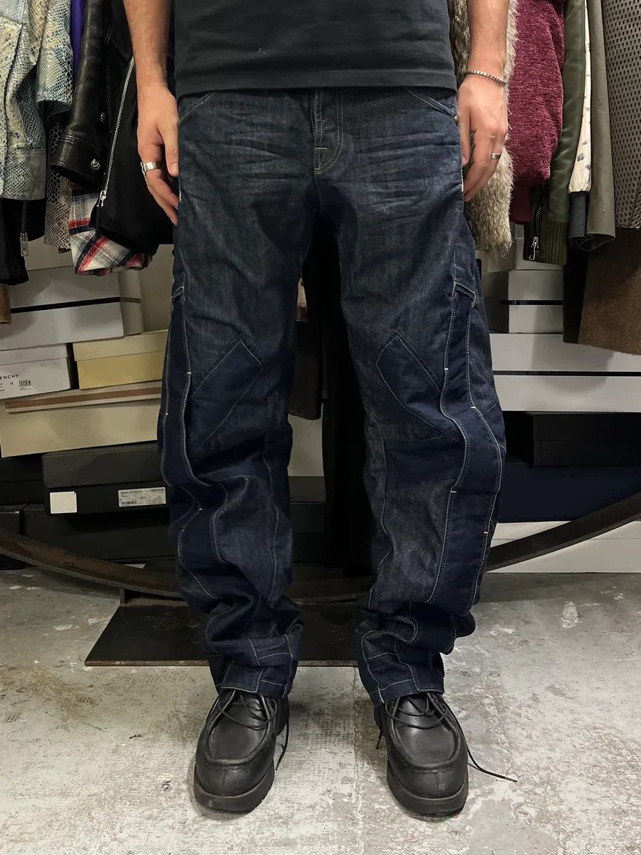 Marithe + Francois Girbaud SS2006 Marithé + François Girbaud Navy Structural Brut Denim Jeans Size US 34 / EU 50 - 1 Thumbnail