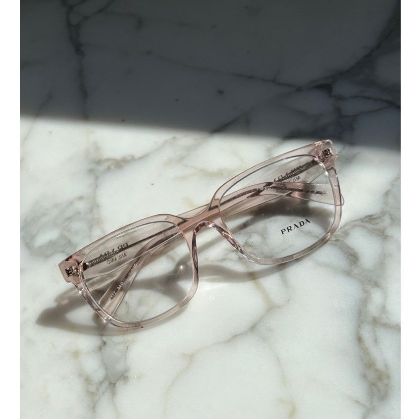 image of New Prada Pr17Zv Eyeglass Frames In Transparent Pink, Women's