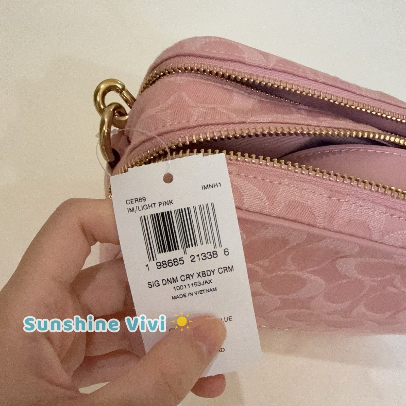 Coach NWT Coach Carey Crossbody Bag Signature Denim CER69 Pink Size ONE SIZE - 6 Thumbnail
