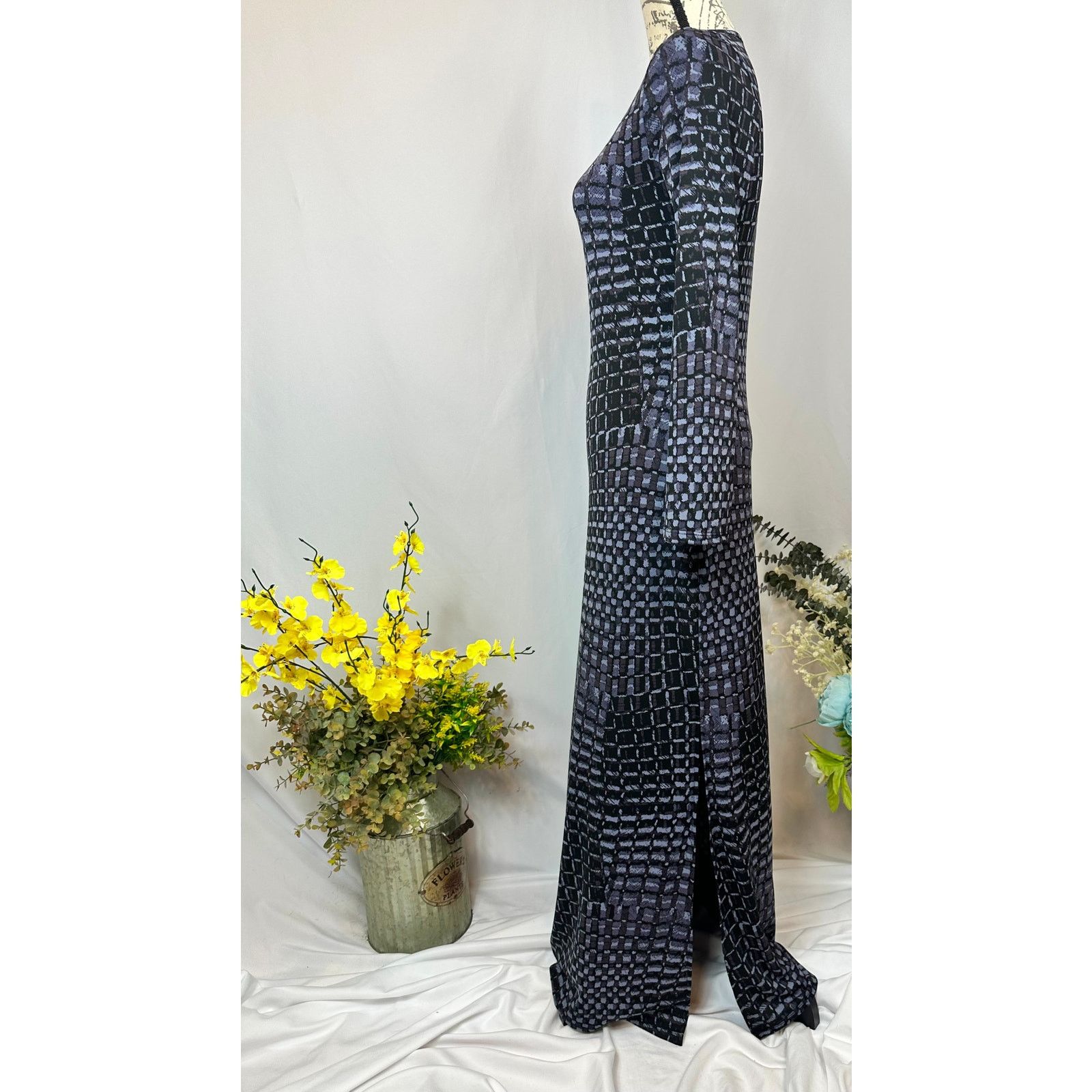 Other 24seven Comfort Side Slit Geometric Maxi Dress Blue Multi M Size M / US 6-8 / IT 42-44 - 5 Thumbnail