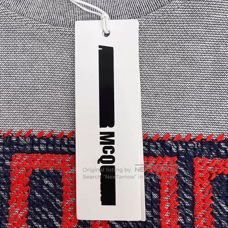 Alexander McQueen Alexander Mcqueen Gray letter inlaid cotton round-neck lon Size US XXS / EU 40 - 7 Thumbnail