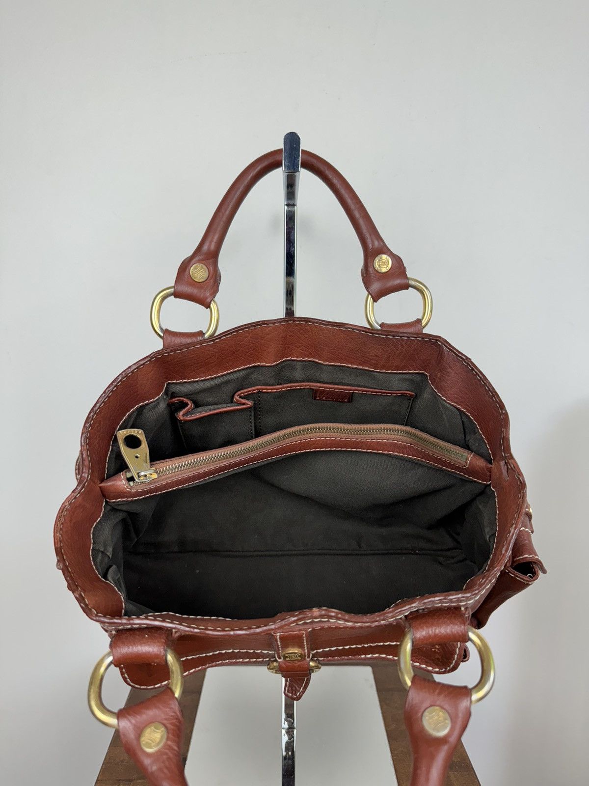 Celine Vintage leather hand bag Celine original luxury rare item Size ONE SIZE - 5 Thumbnail