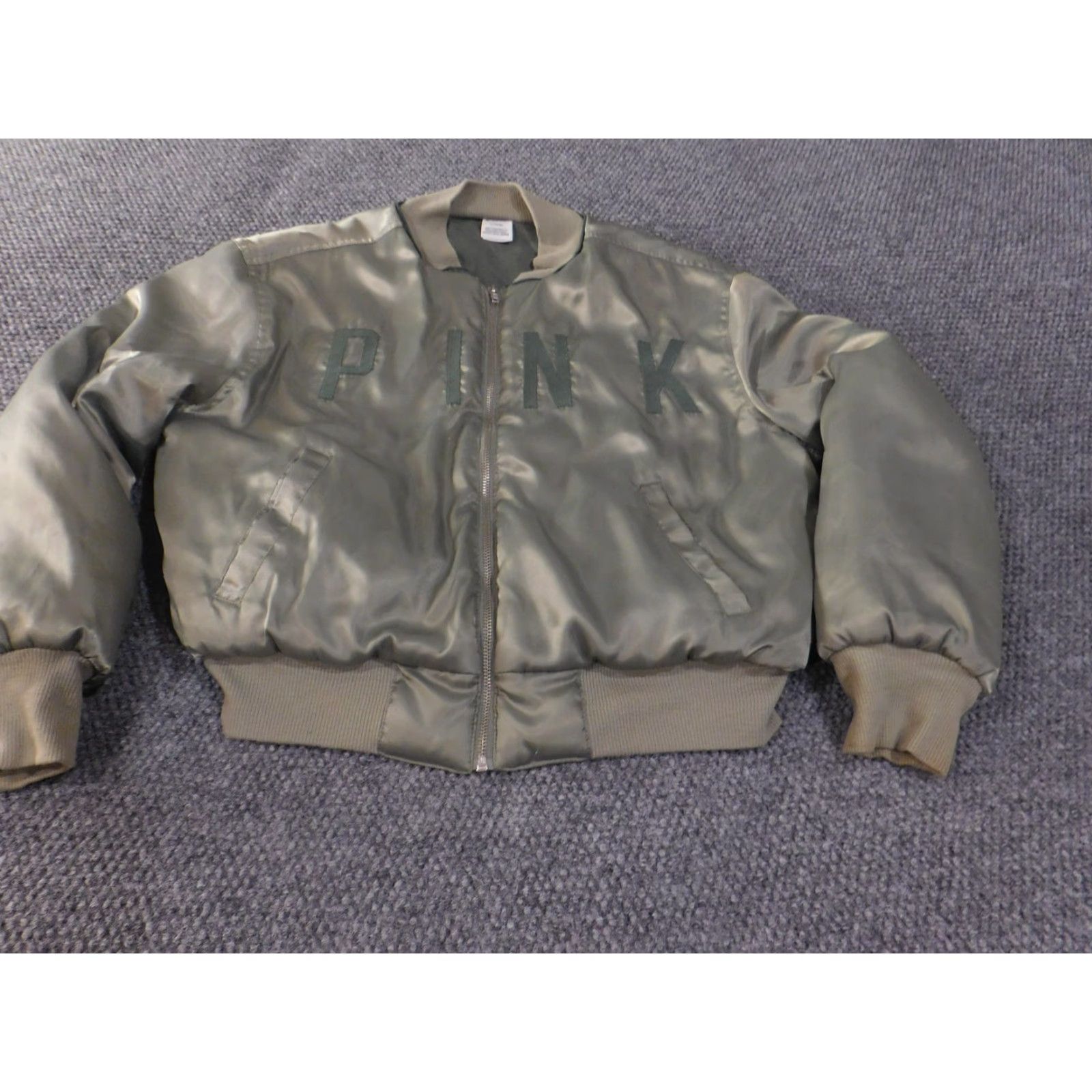 Pinko PINK Victoria's Secret Jacket Womens Medium Bomber Satin Varsity Zip Up Coat Size M / US 6-8 / IT 42-44 - 3 Thumbnail
